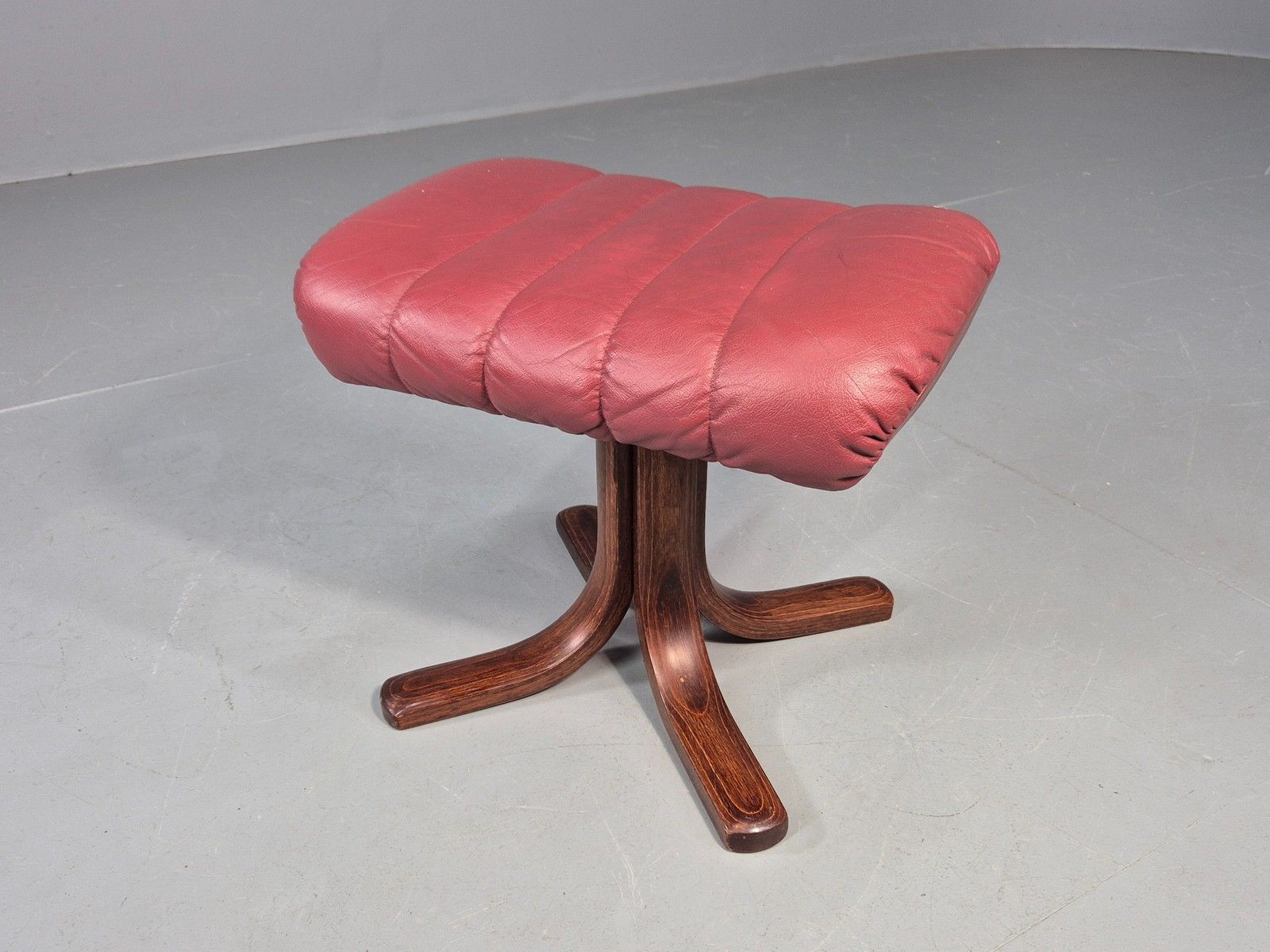 Vintage Danish Leather Footstool 1980s Retro Eb09060