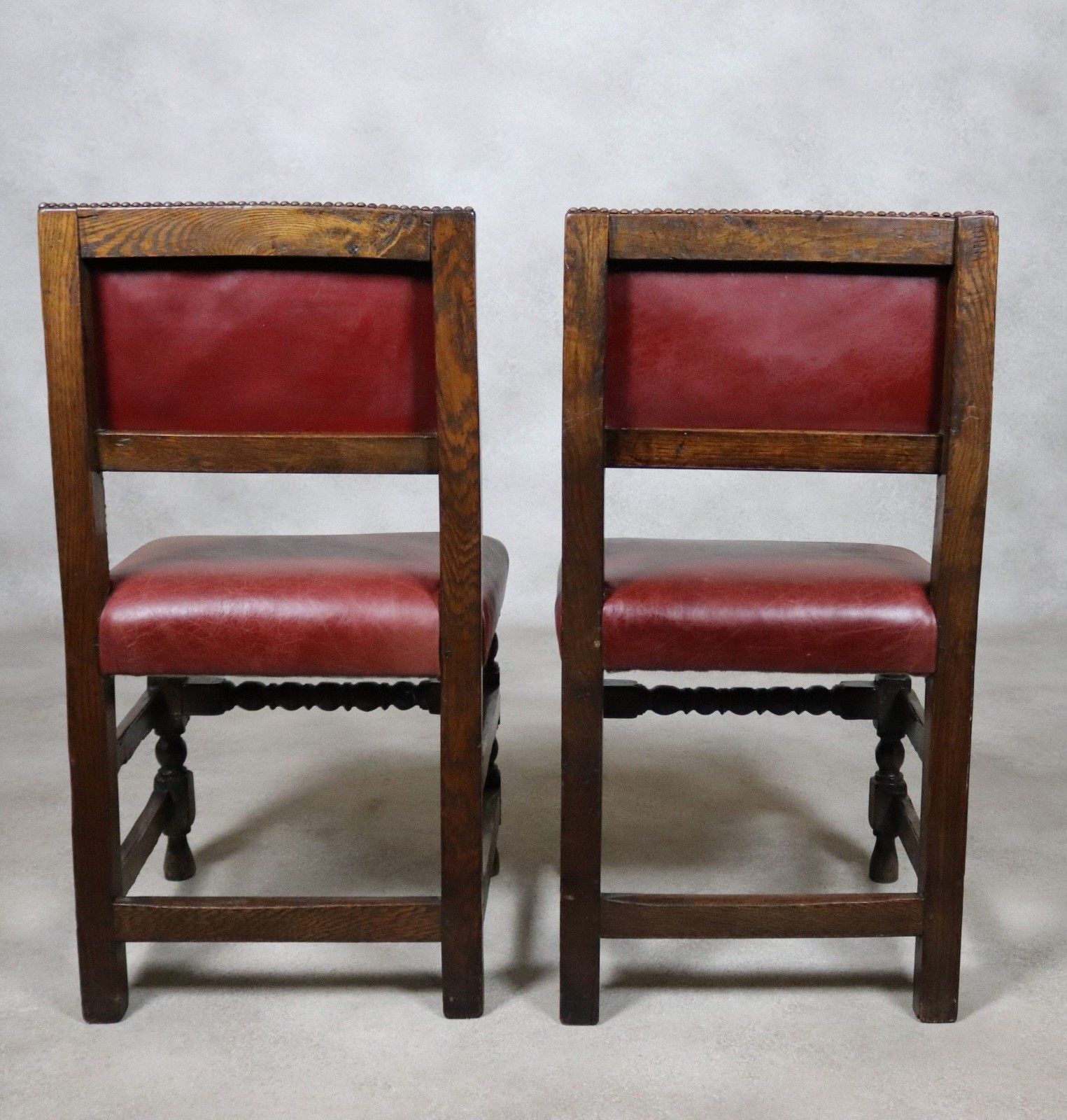 Set Of 6 Antique Cromwellian Style Oak And Leather Dining Chairs photo furniture