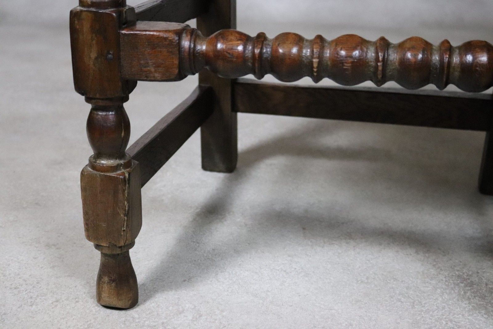 Set Of 6 Antique Cromwellian Style Oak And Leather Dining Chairs photo vintage