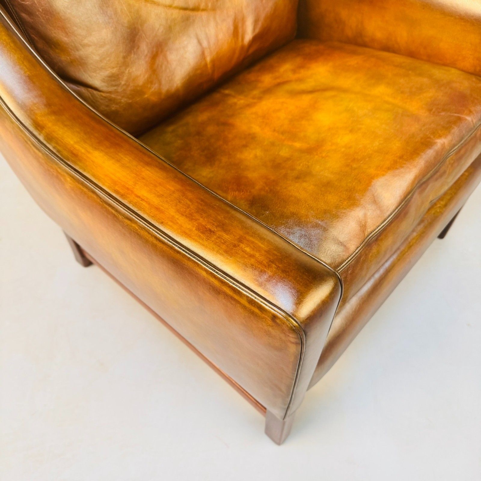 Vintage 1960s Fredrik Kayser Wingback Tan Leather Chair For Vatne Møbler photo buy