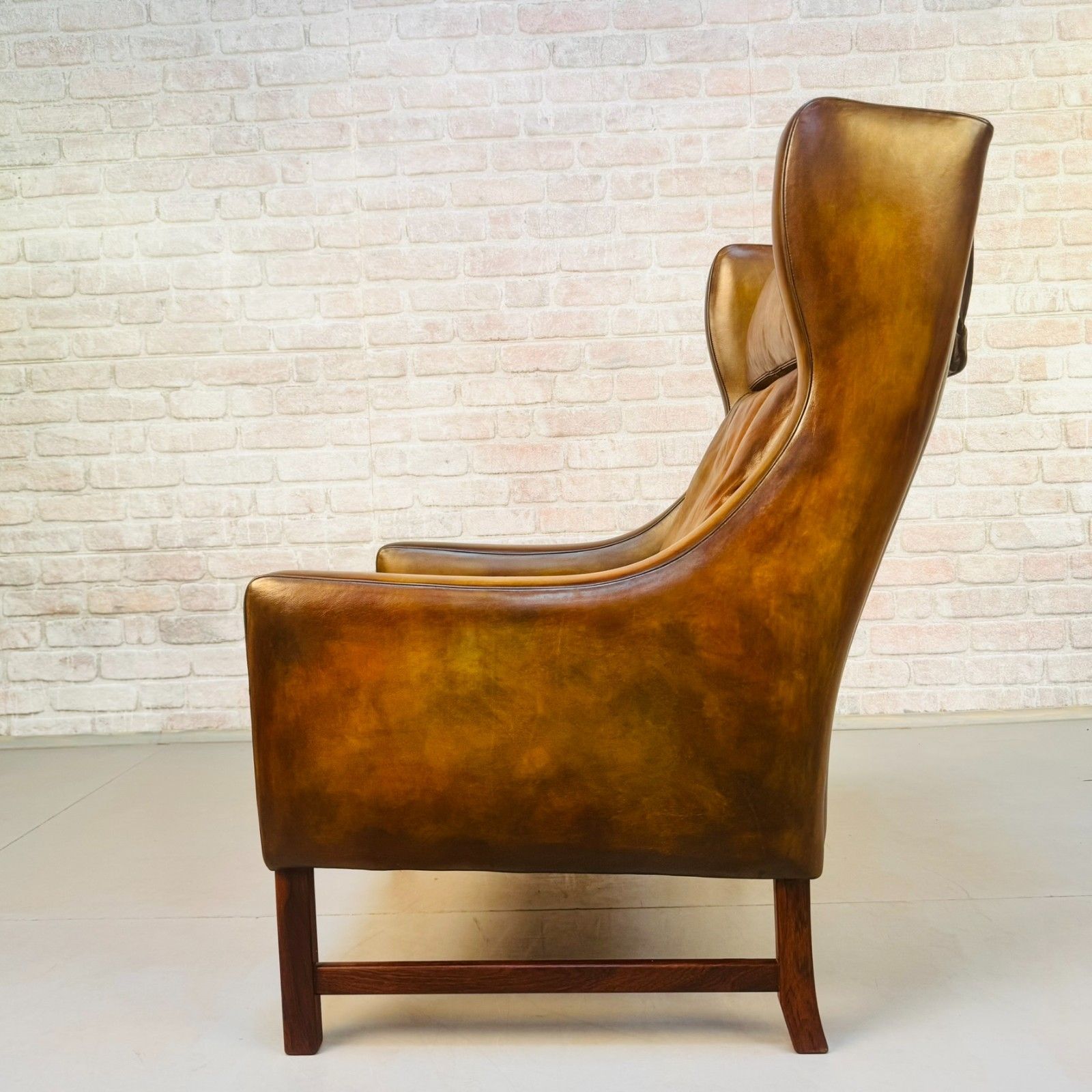 Meubels Vintage 1960s Fredrik Kayser Wingback Tan Leather Chair For Vatne Møbler photo