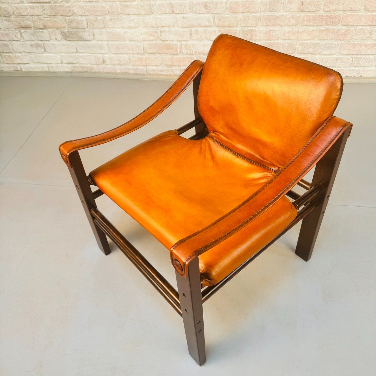 Vintage Danish Safari Chair | Hand Dyed Tan Leather | Solid Beech Frame photo Furniture