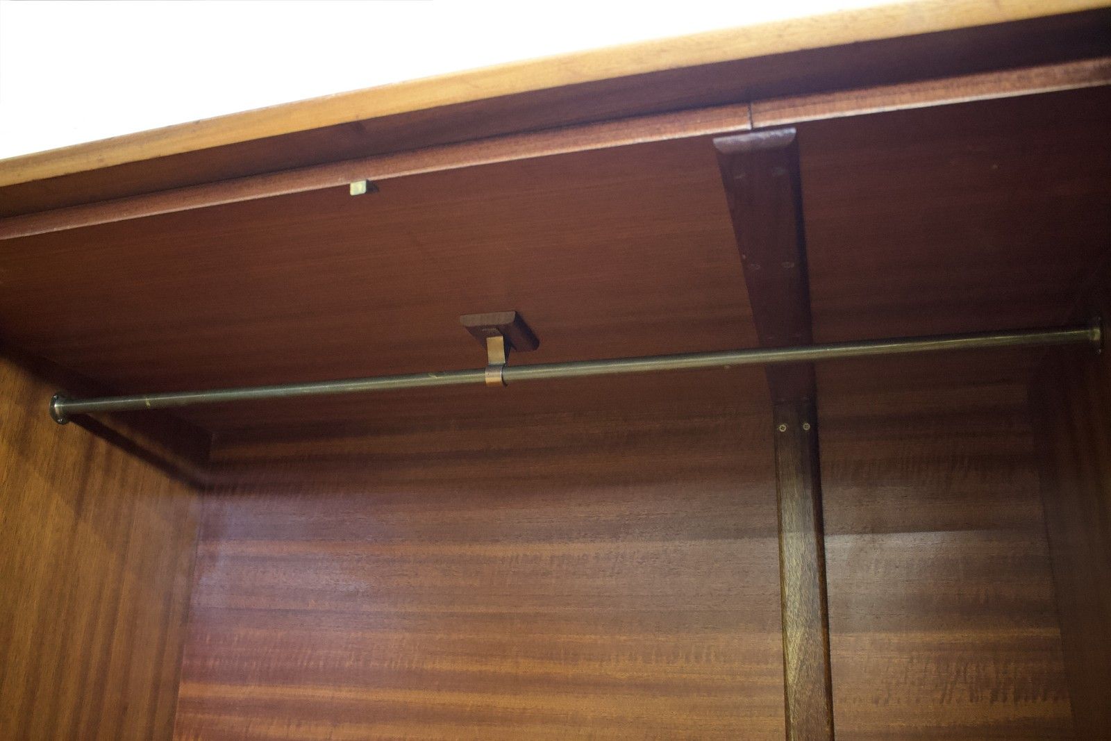photo for sale Mid Century Walnut Triple Door Wardrobe From Alfred Cox , 1950's, #1781