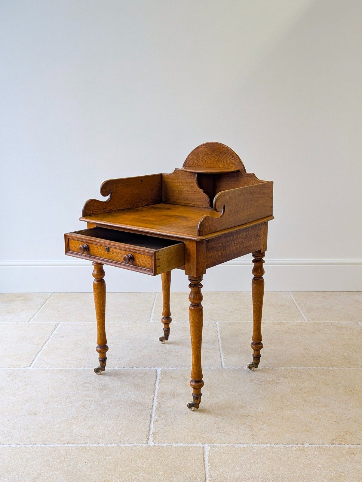 Antique Early Victorian Oak Country House Gallery Side Table C.1840 photo for sale