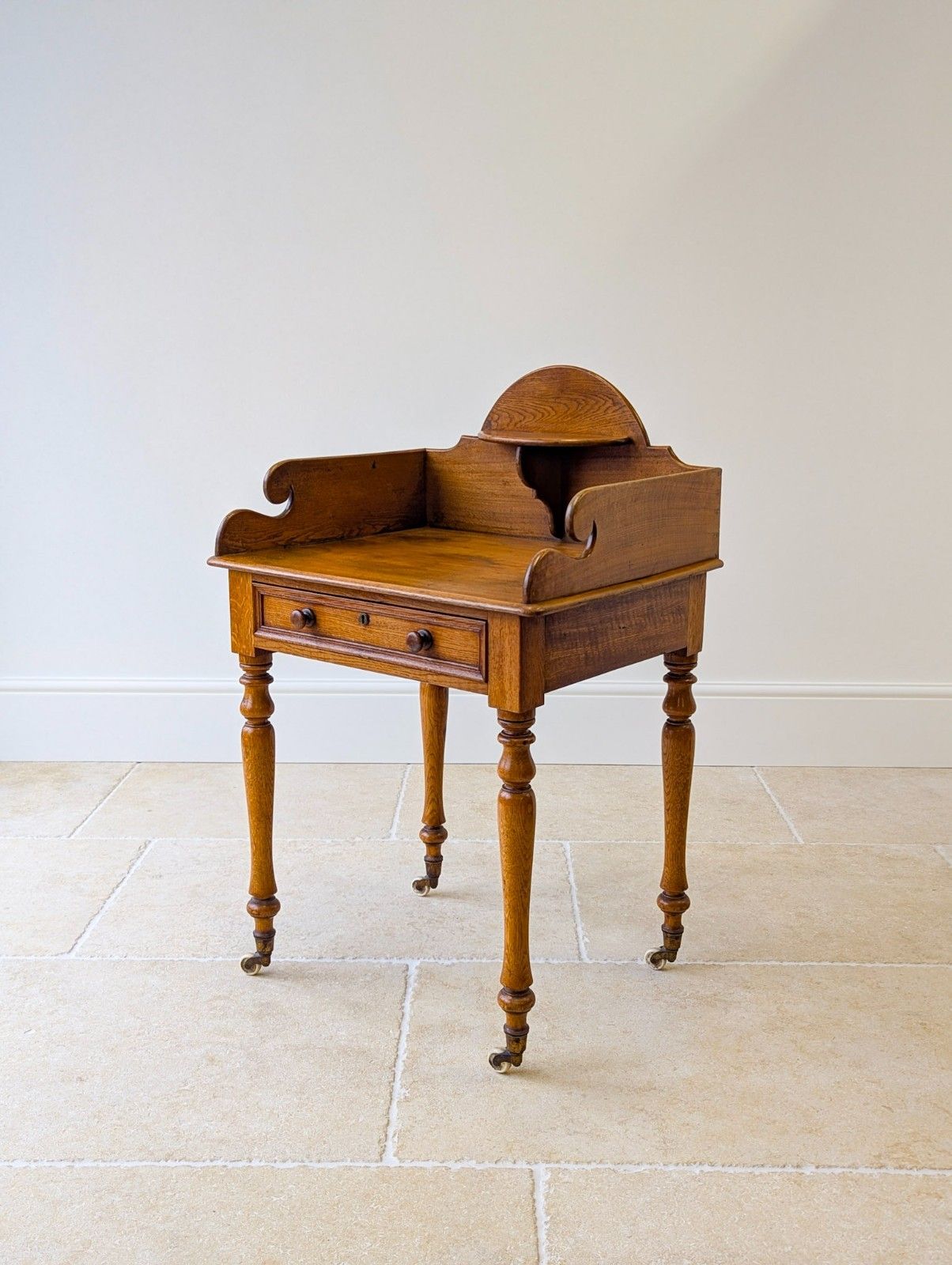 Antique Early Victorian Oak Country House Gallery Side Table C.1840 photo vinterior