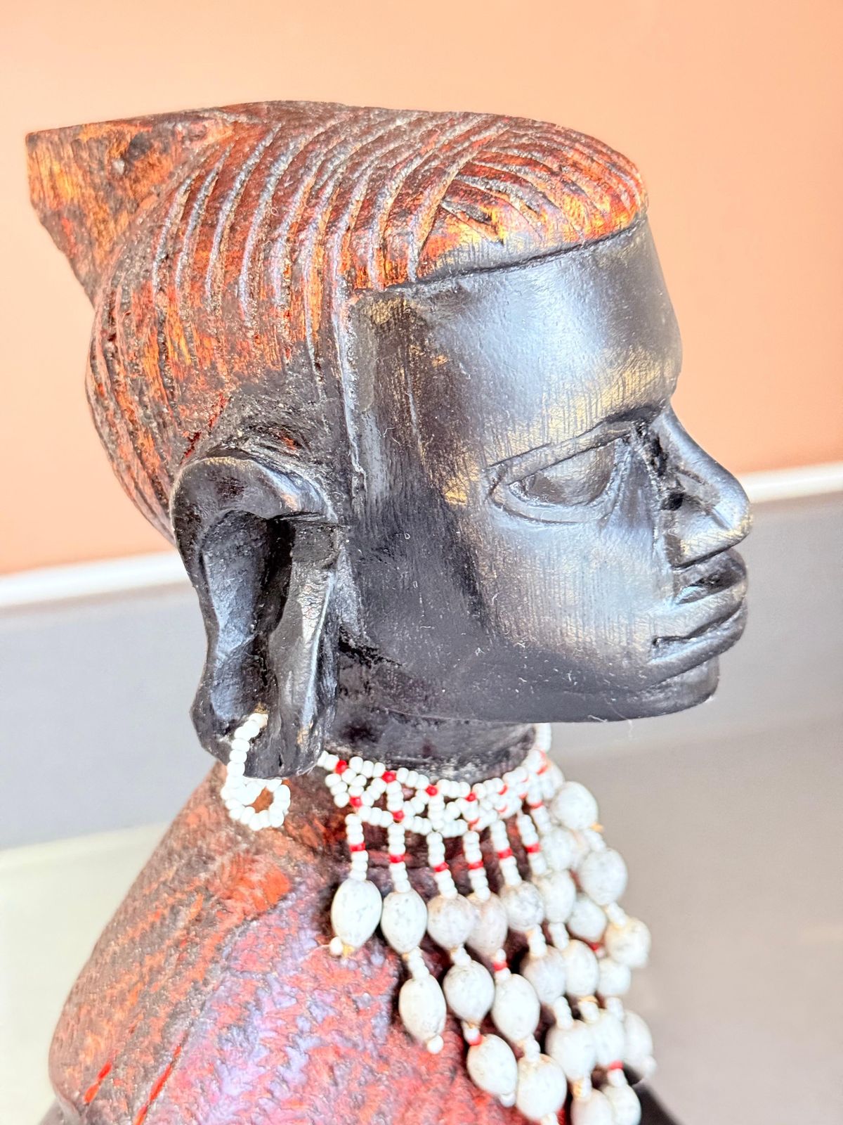 photo for sale Large African Tribal Female Bust Sculpture, Hand Carved Ethnographic Art Figure
