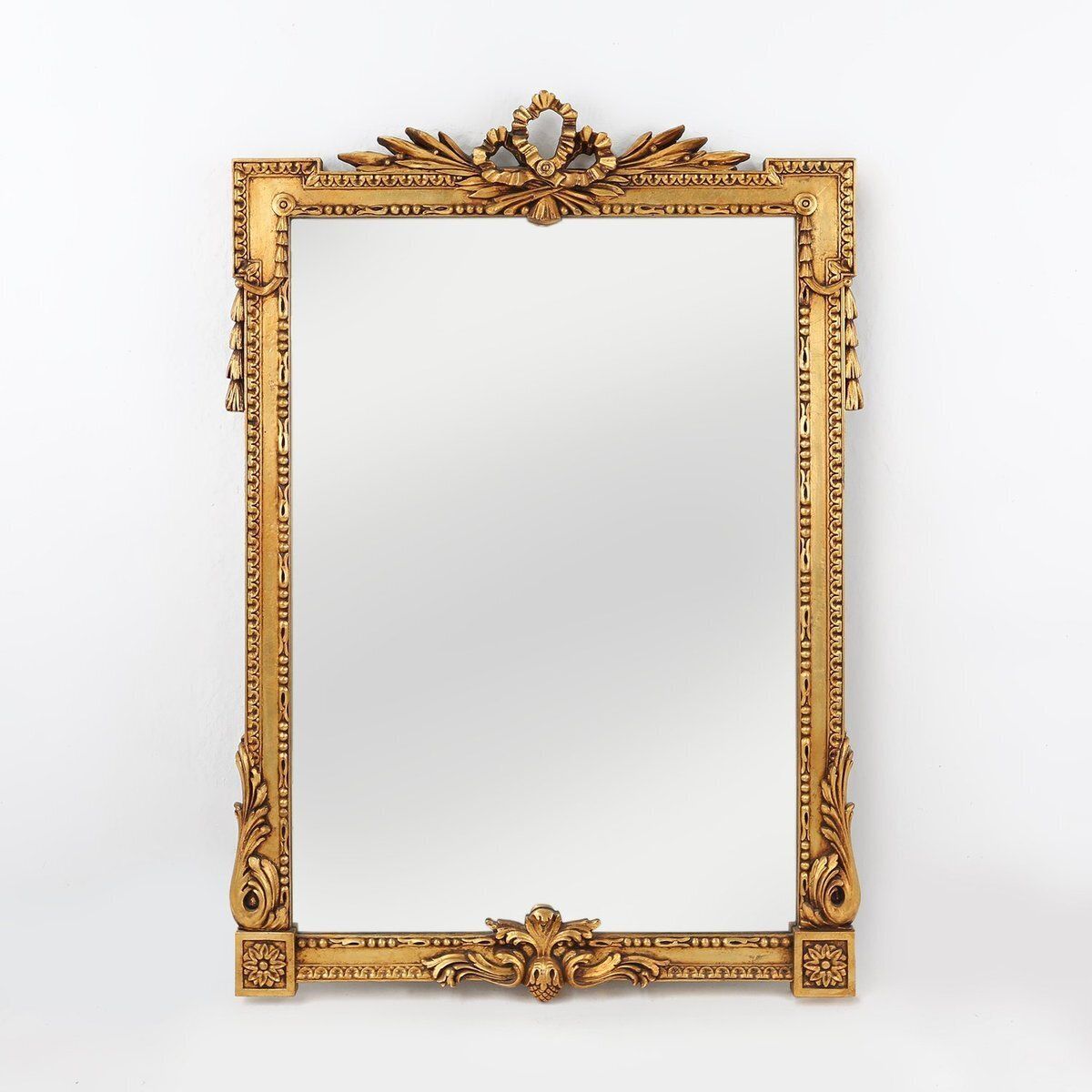 Baroque Gilt Carved Wooden Wall Mirror, Belgium 1950s