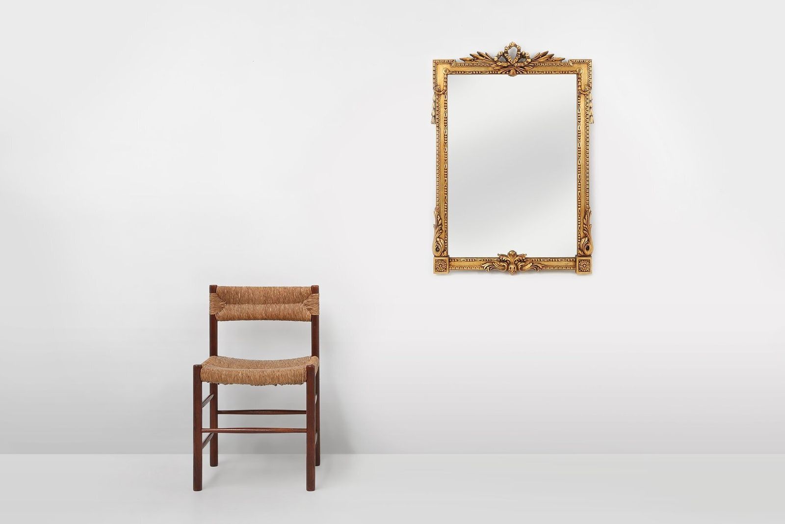 Baroque Gilt Carved Wooden Wall Mirror, Belgium 1950s photo furniture