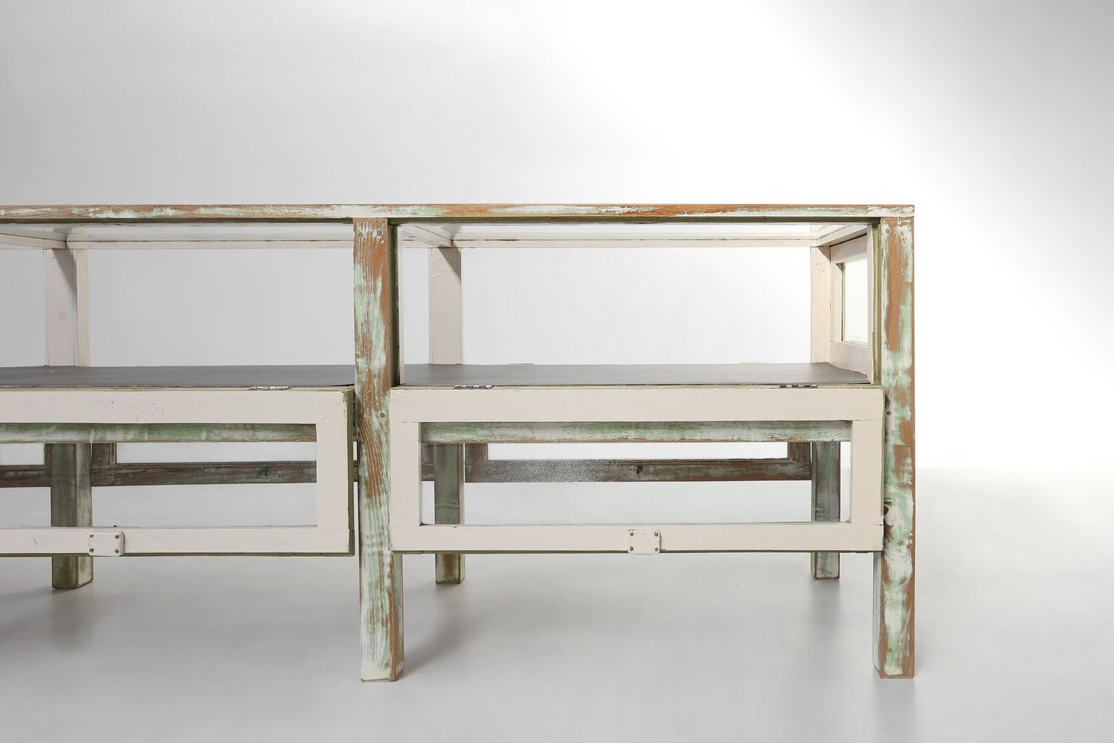 Large Antique Rustic Oak Display Case, 1890s photo furniture