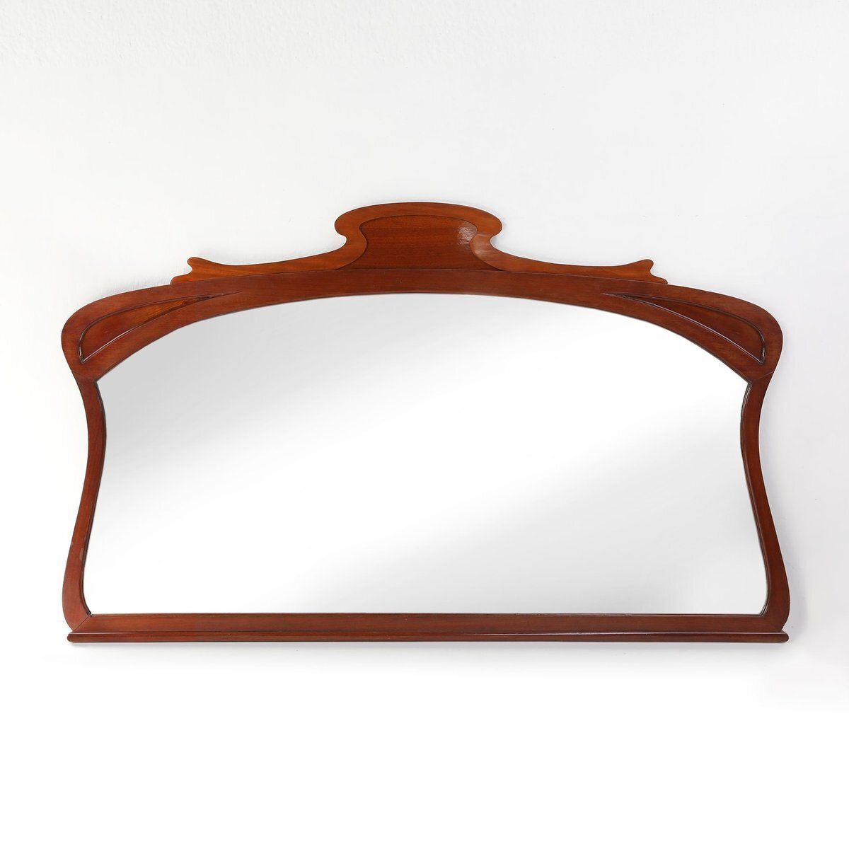 Large Art Nouveau Wooden Chimney Mirror, 1890s