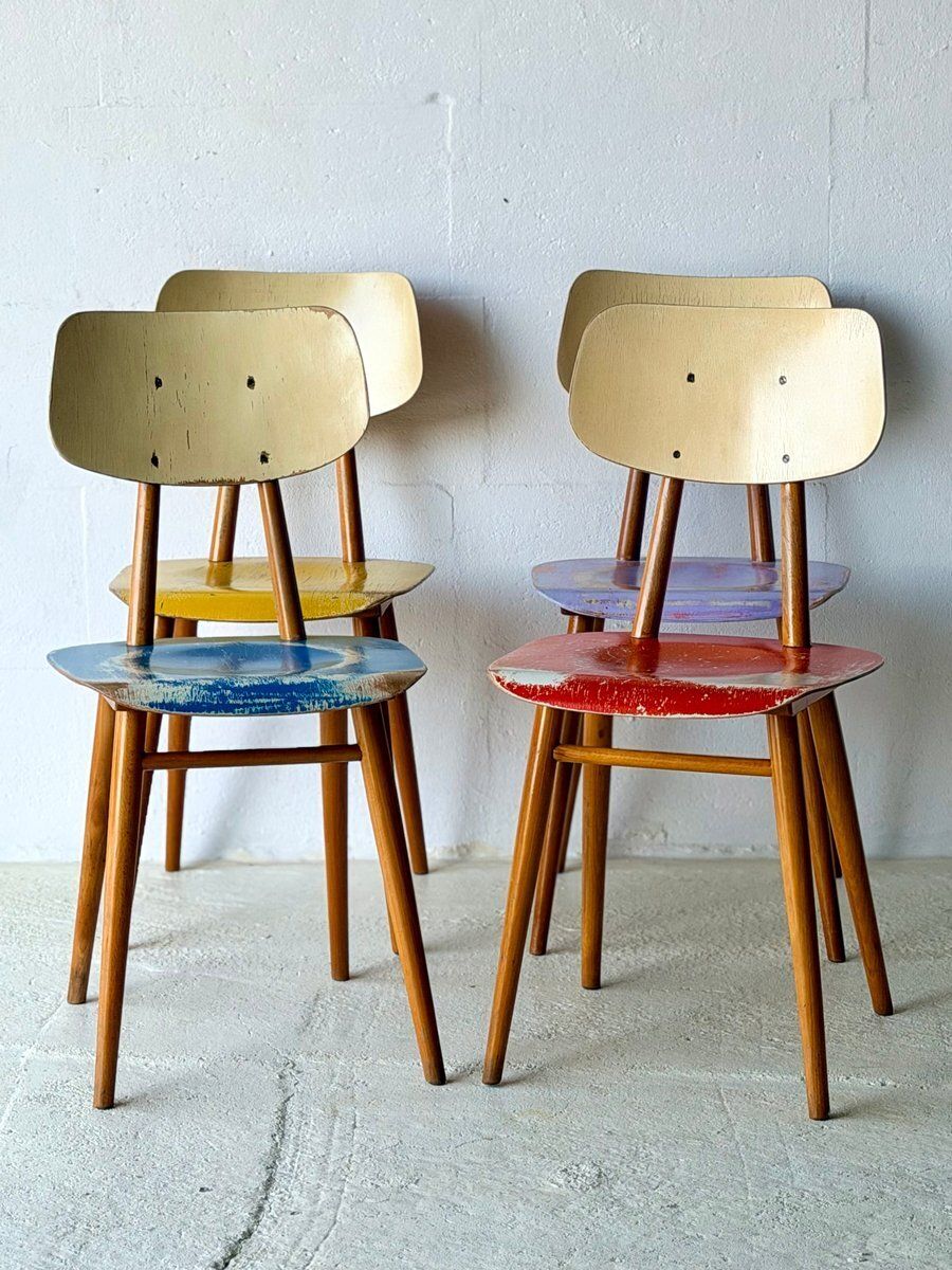 Eetkamerstoelen van Ton, 1960, set van 4