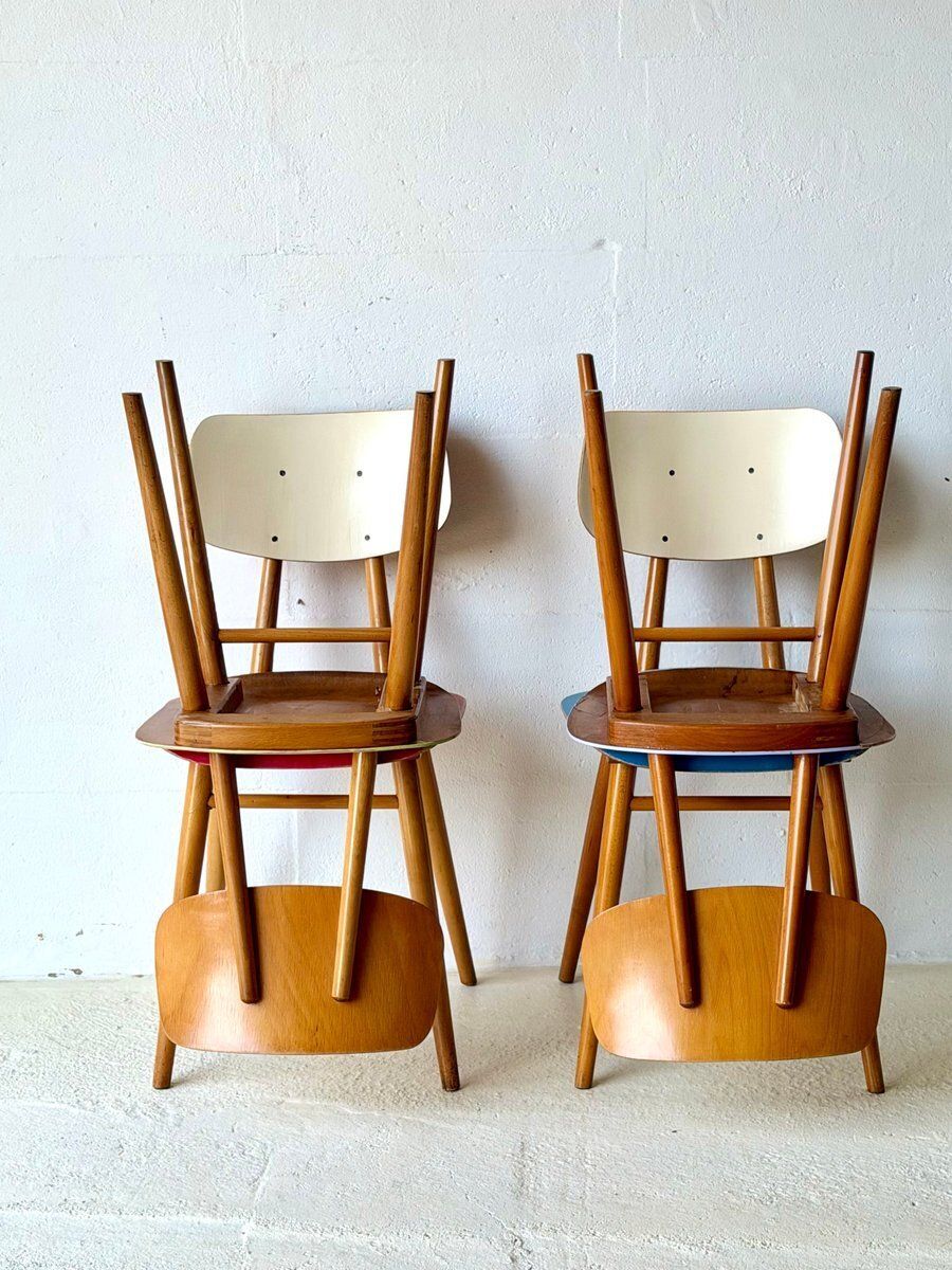 photo vintage Bistrostoelen van Ton, 1960, set van 4