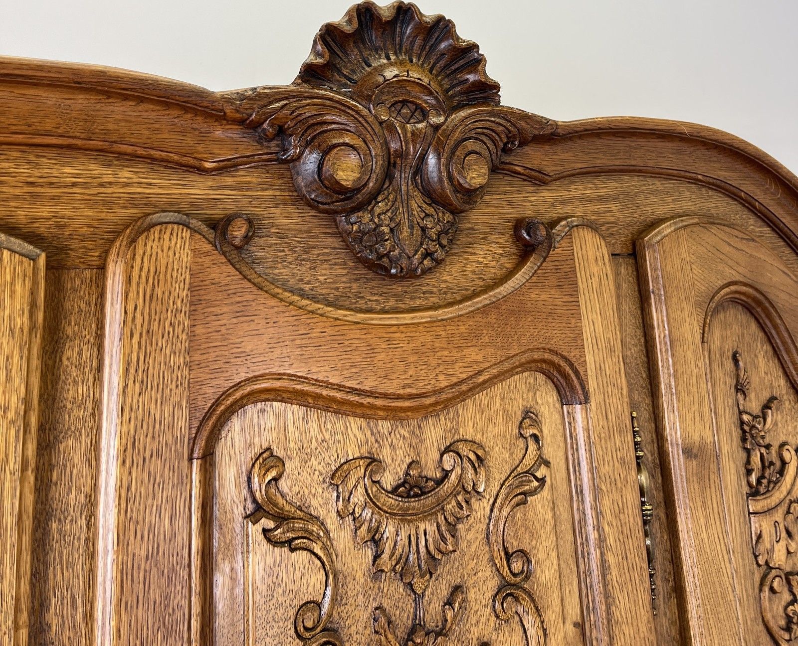 Wardrobe Vintage French Louis XVI Style Five Door Oak Carved Armoire Lot 6125 photo vinterior
