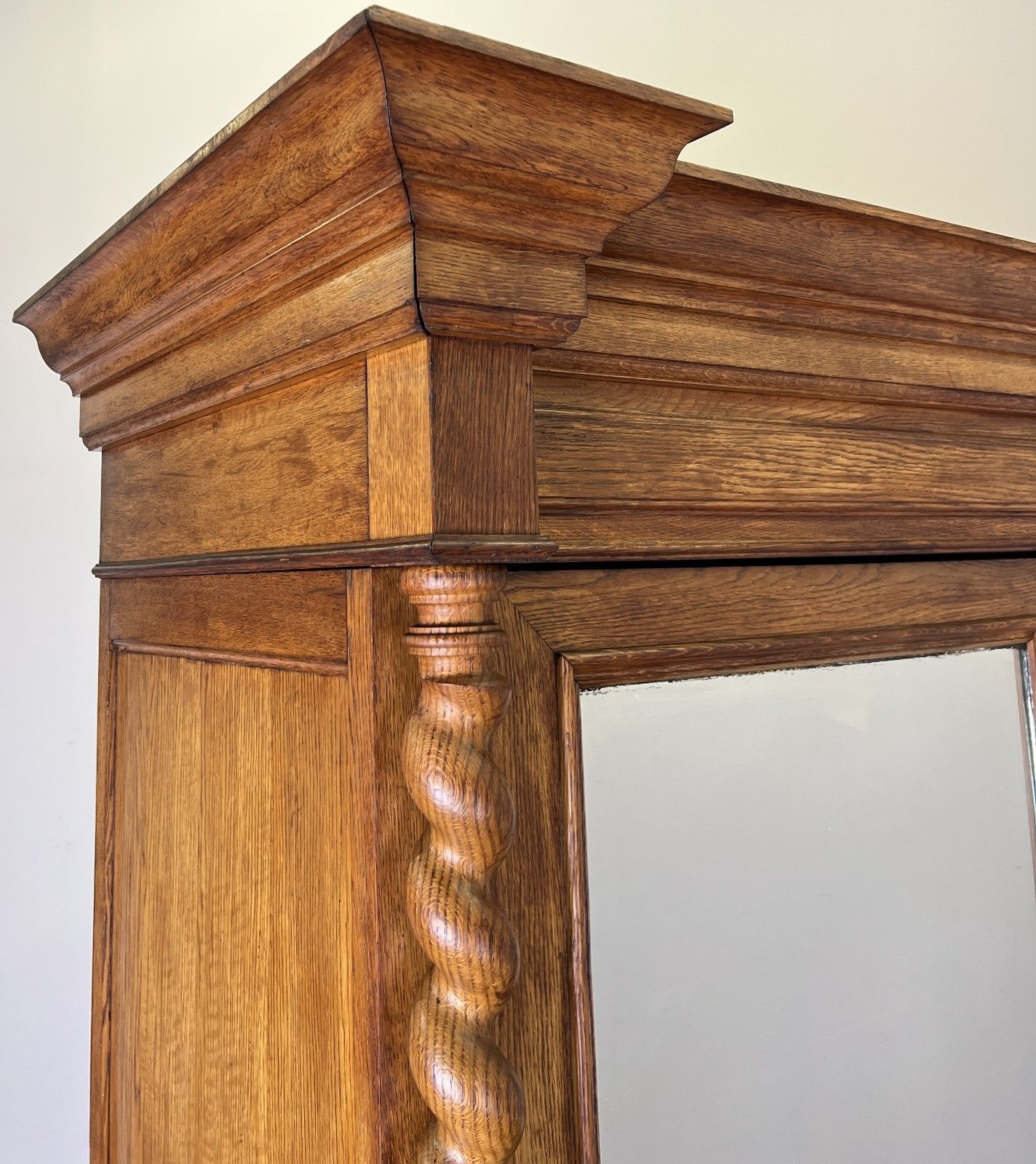 Wardrobe Antique French Oak Two Door Mirrored Carved Armoire Cabinet Lot 6124 photo Furniture