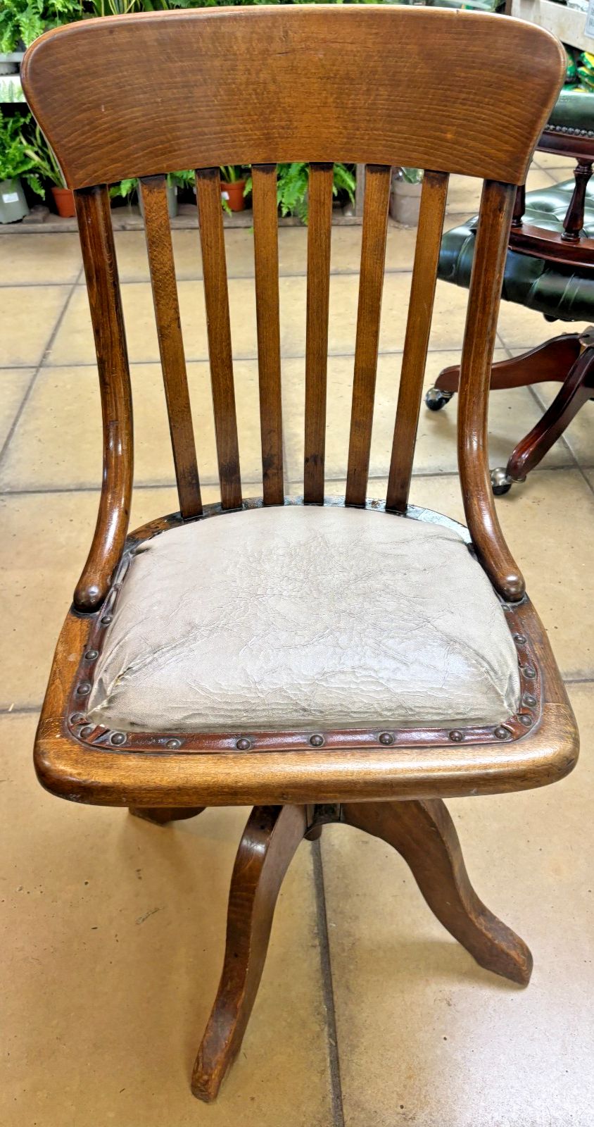 Antique Edwardian Oak Office Chair As Found