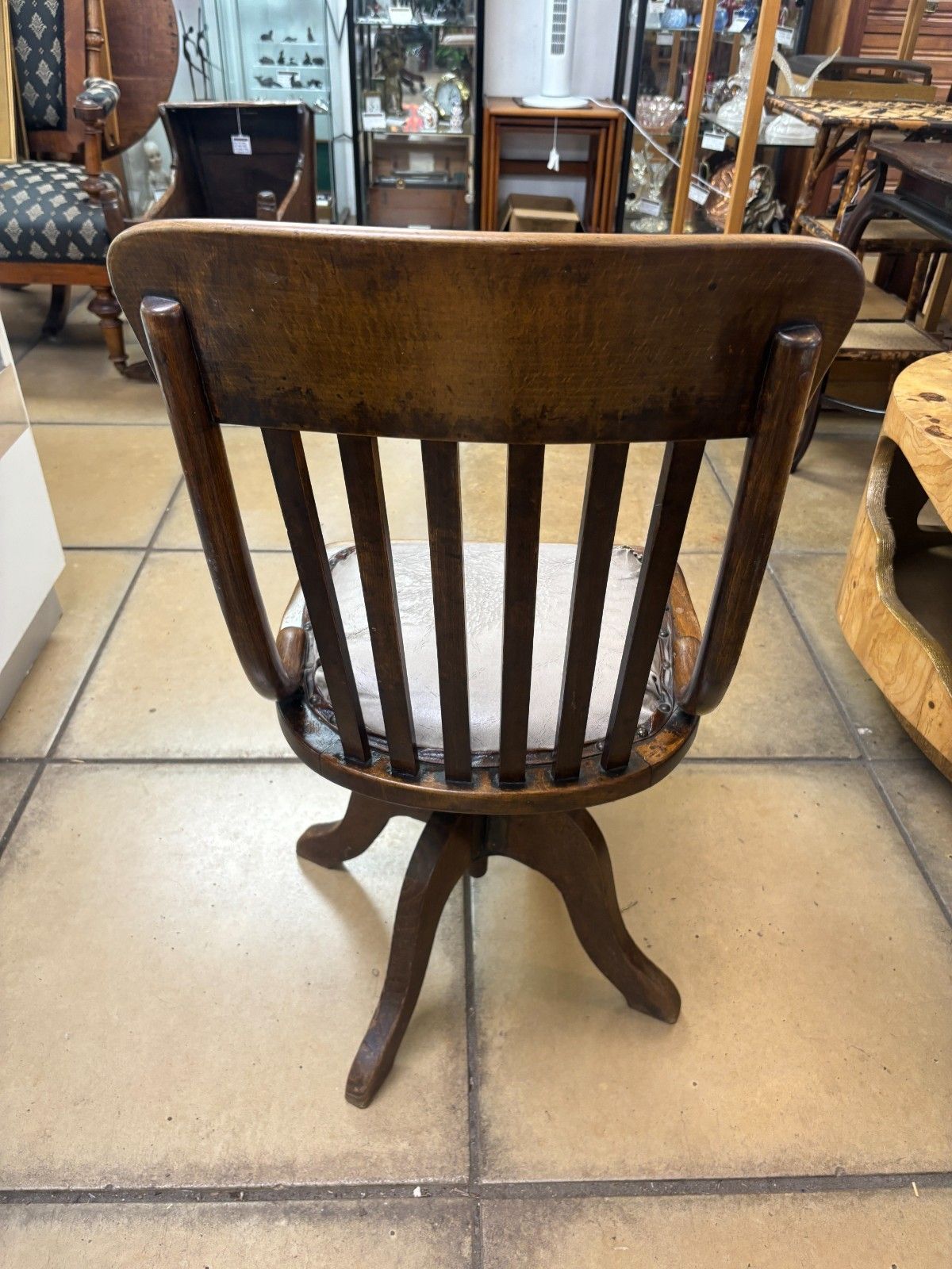 Antique Edwardian Oak Office Chair As Found photo vintage