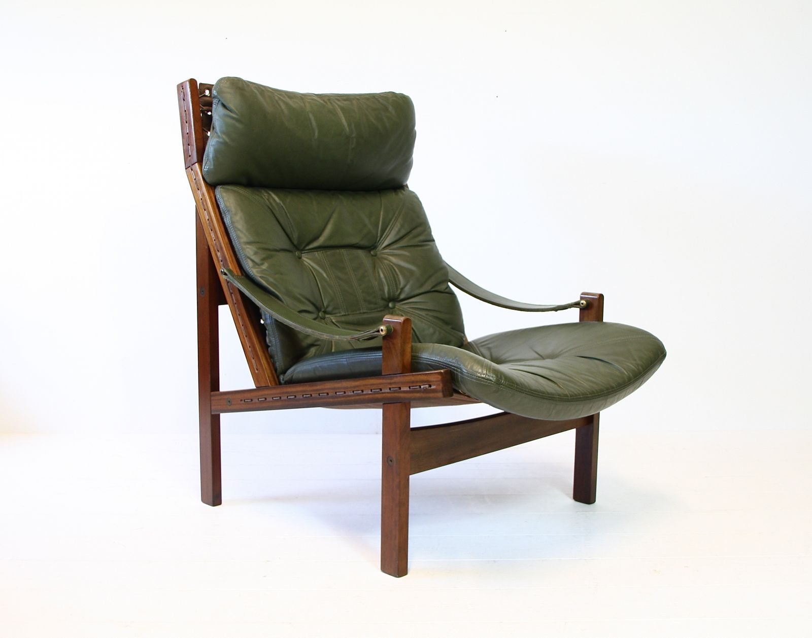 Torbjorn Afdal Hunter Safari Highback Leather Armchair Norwegian 1960s photo for sale
