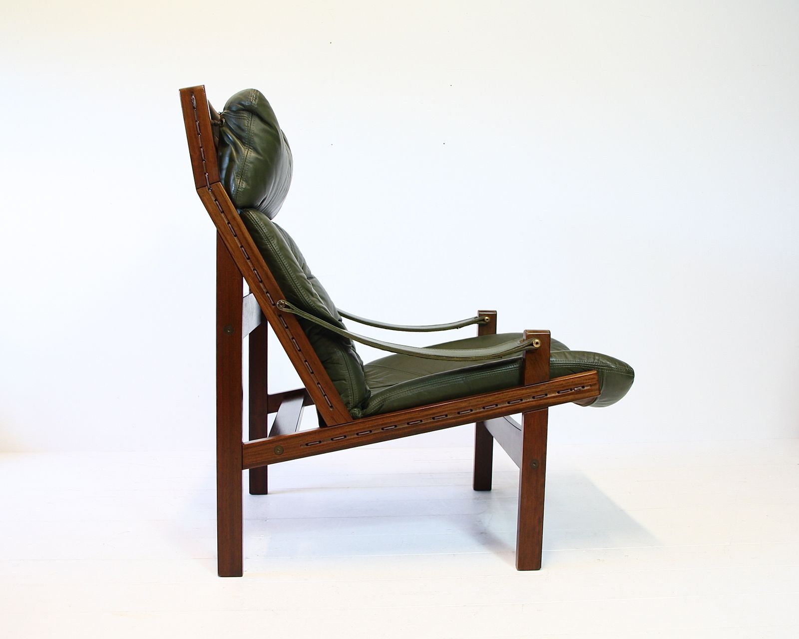 Torbjorn Afdal Hunter Safari Highback Leather Armchair Norwegian 1960s photo 875.0