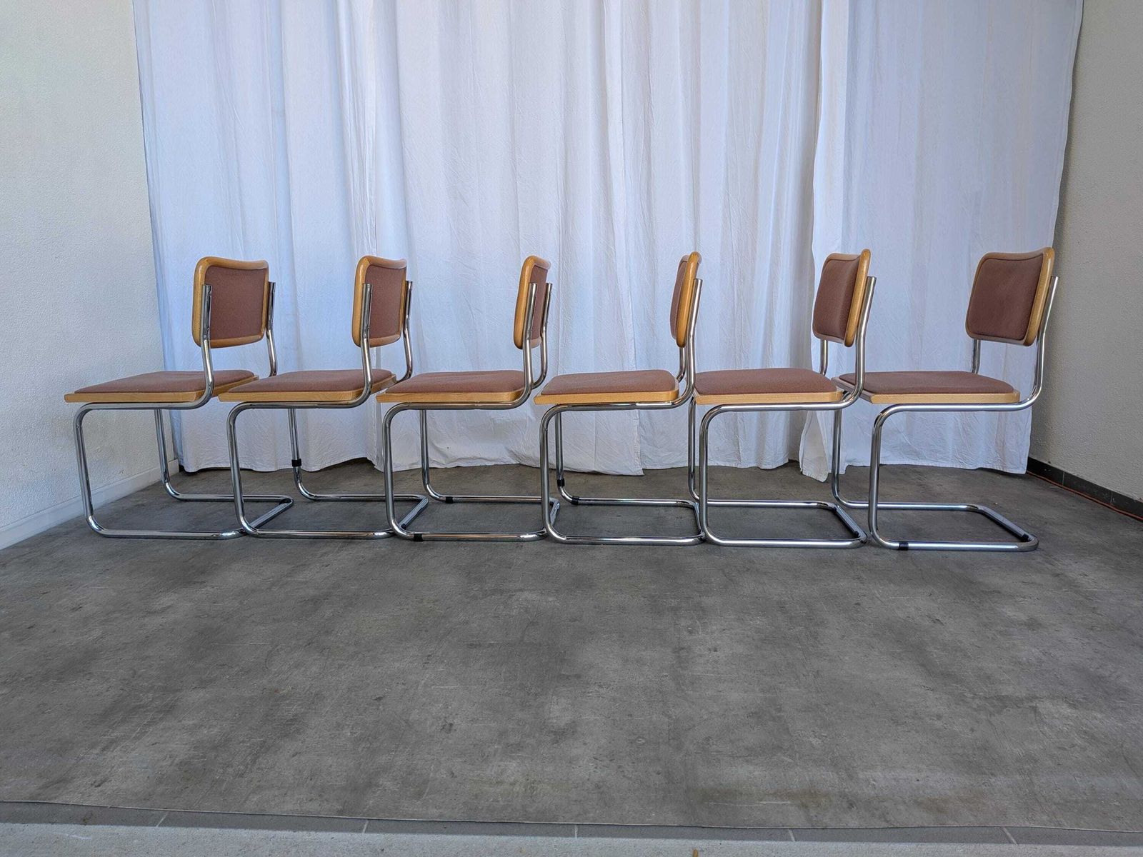Set Of 8 Vintage Cesca Chairs By Bene Austria, Mid Century Chrome Dining Chairs photo vintage