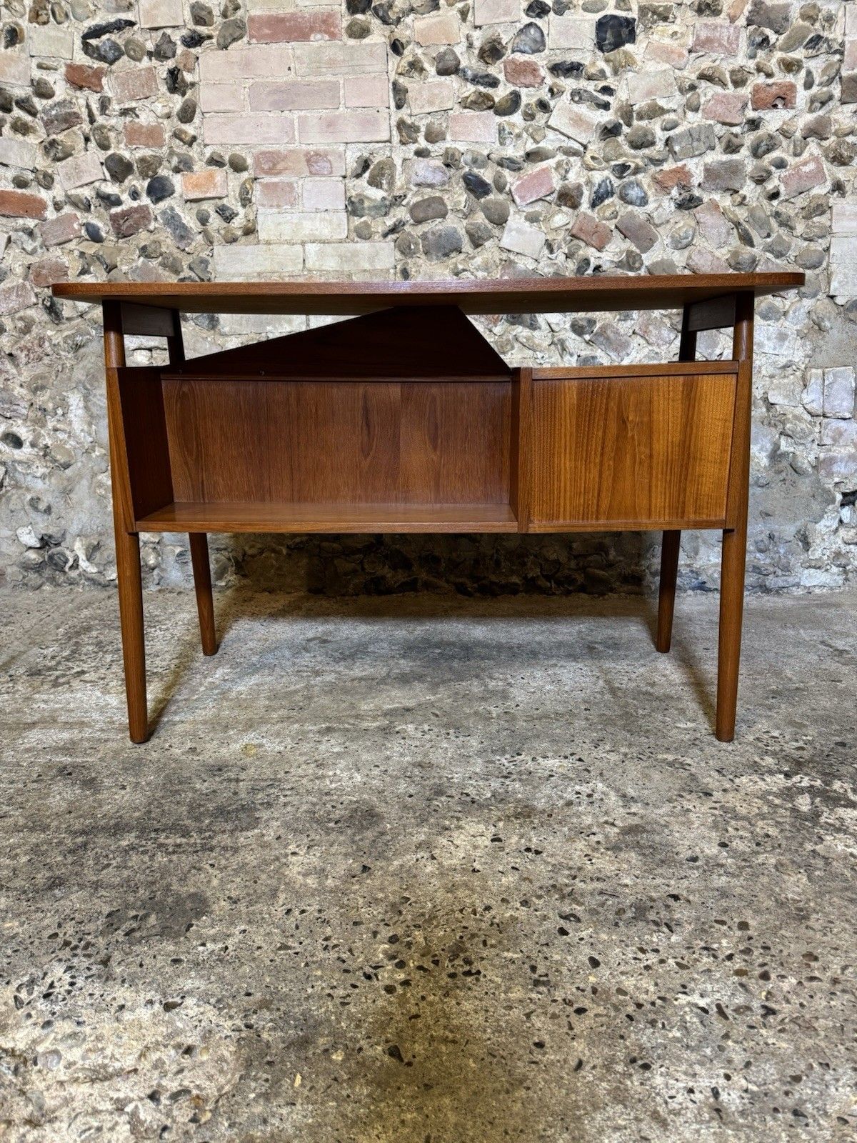 Furniture 🚛 Vintage Mid Century Small Danish Teak Desk By Gunnar Nielsen For Tibergaard photo