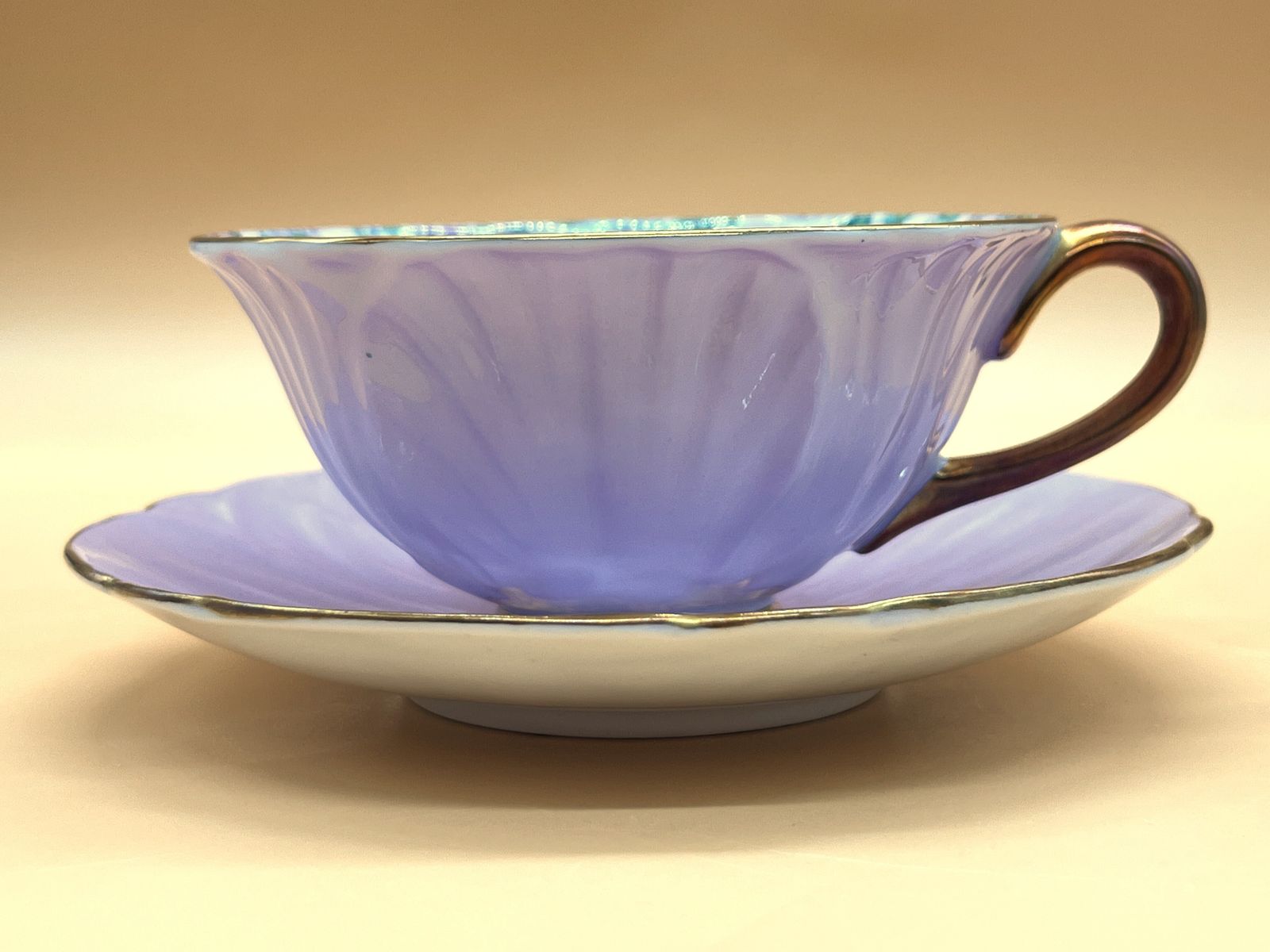photo for sale Vintage Shelley Summer Glory Lilac Chintz Oleander Shape Tea Duo. Ca. 1945-66. 13418.