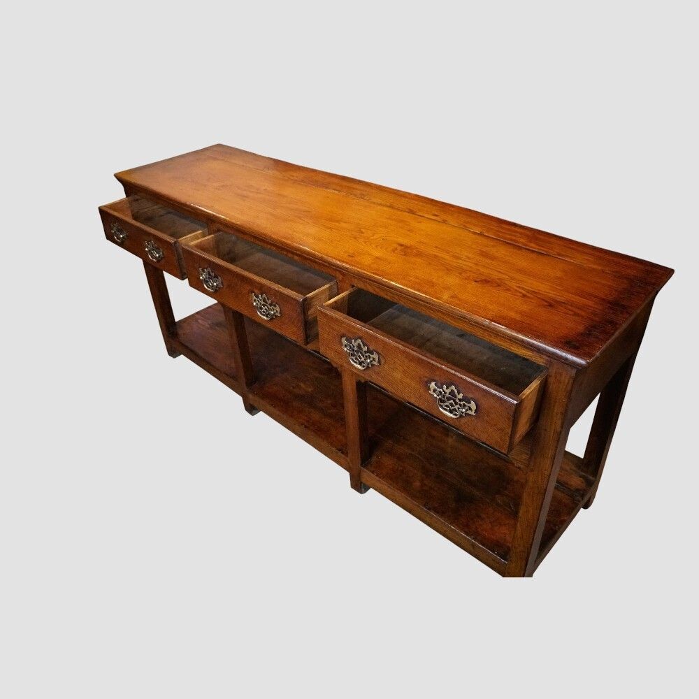 19th Century Oak Dresser Base With Pot Board photo Furniture