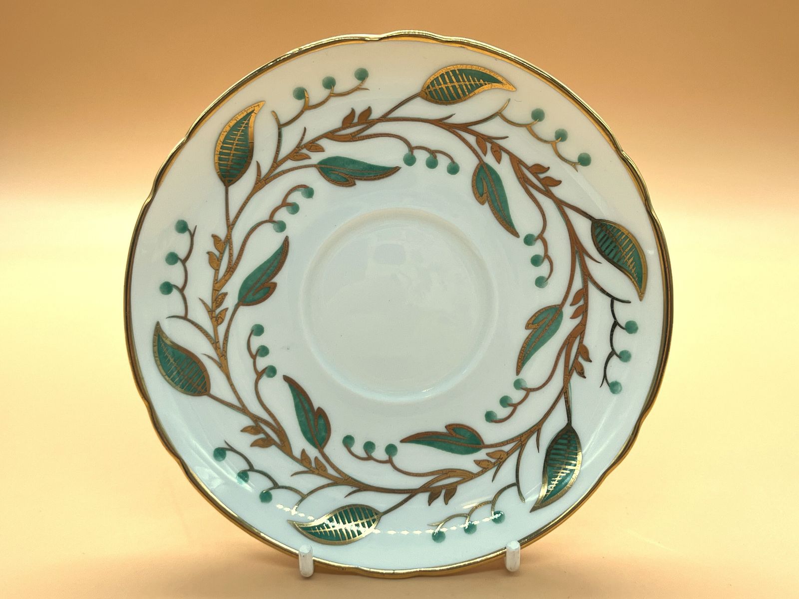 Vintage Shelley China Laurel Gainsborough Shape Tea Cup, Saucer And Side Plate Trio. C1950. 13577. photo Home Decor