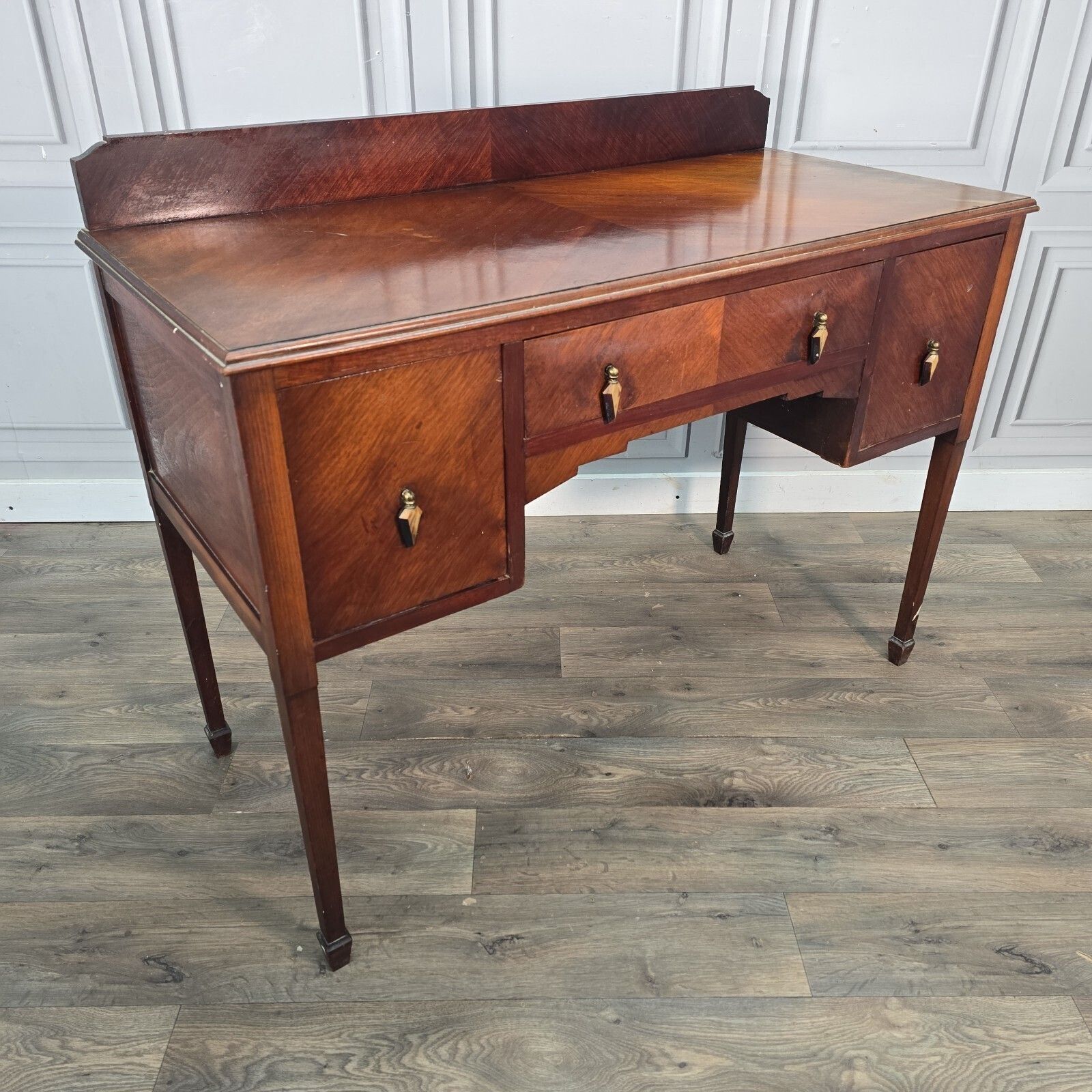 Antique Writing Desk Wooden Mahogany Veneer Console Dressing Table  Sideboard.