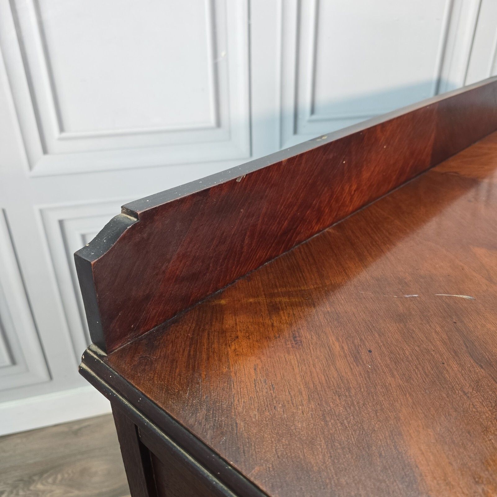 Antique Writing Desk Wooden Mahogany Veneer Console Dressing Table  Sideboard. photo 260.0