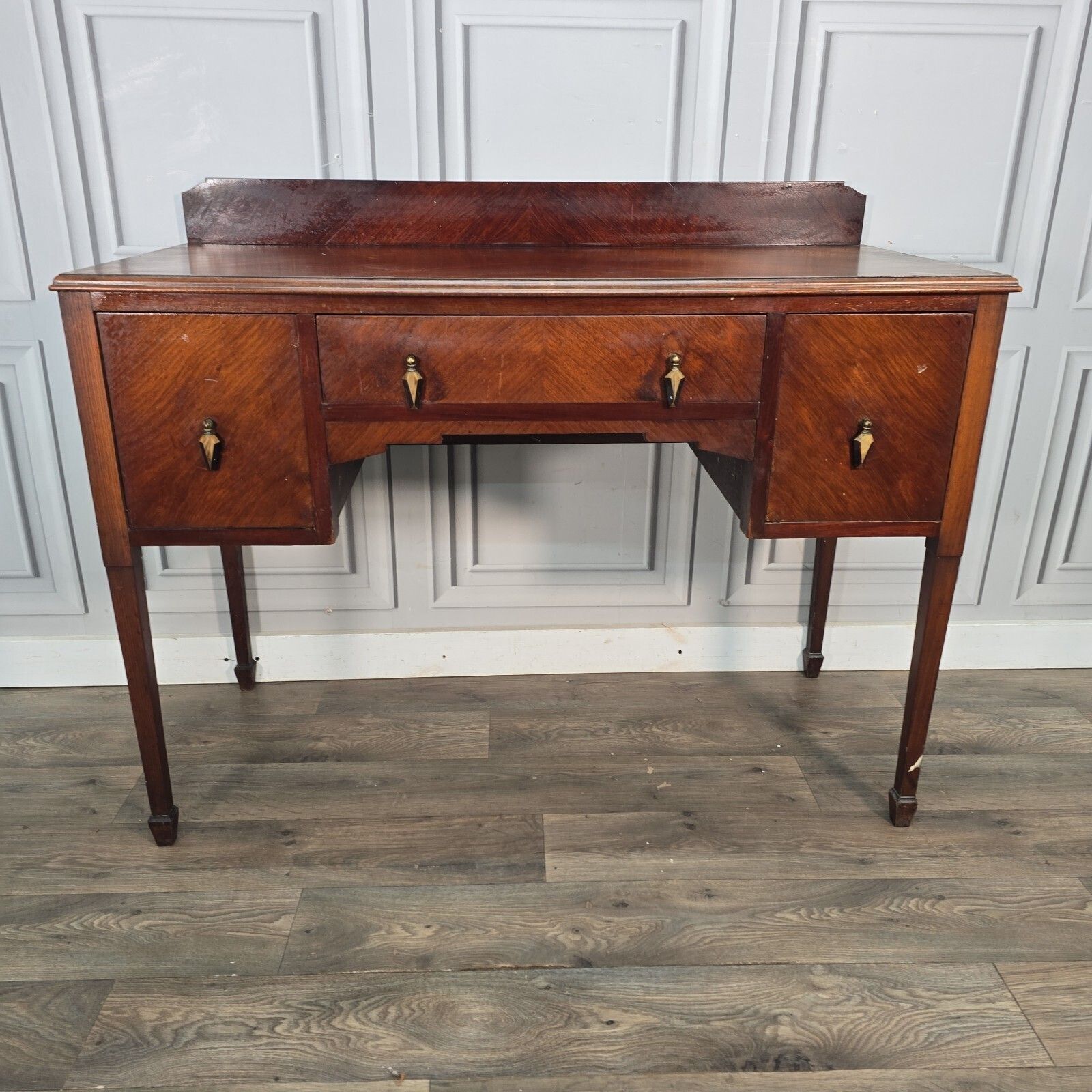 260.0 Antique Writing Desk Wooden Mahogany Veneer Console Dressing Table  Sideboard. photo