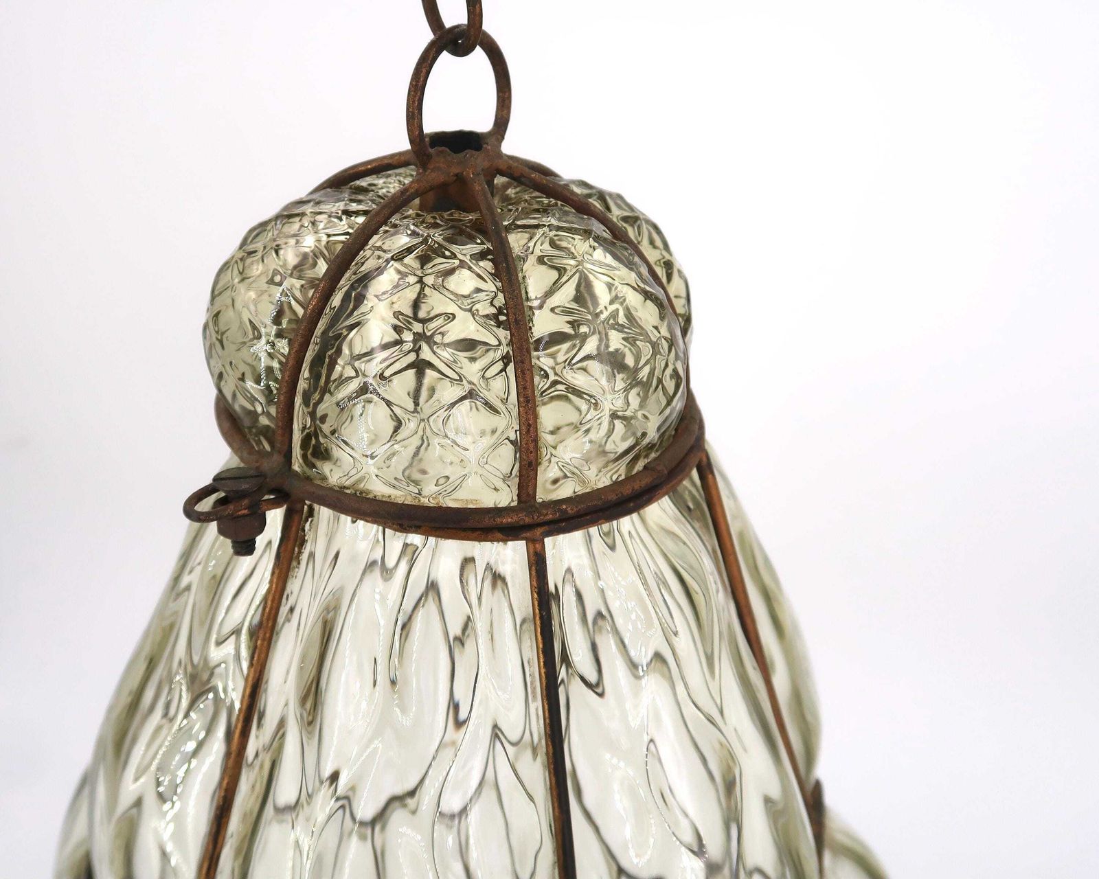 Venetiaanse Murano lantaarn plafondlamp, jaren 1970 / Italiaans interieur, kooi, hanglamp, Boho Chic, Bohemian, woondecoratie photo 704.0