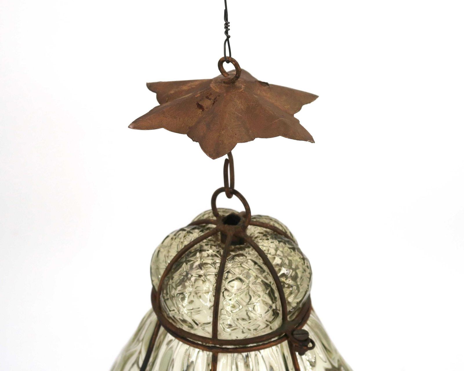 Venetiaanse Murano lantaarn plafondlamp, jaren 1970 / Italiaans interieur, kooi, hanglamp, Boho Chic, Bohemian, woondecoratie photo vinterior