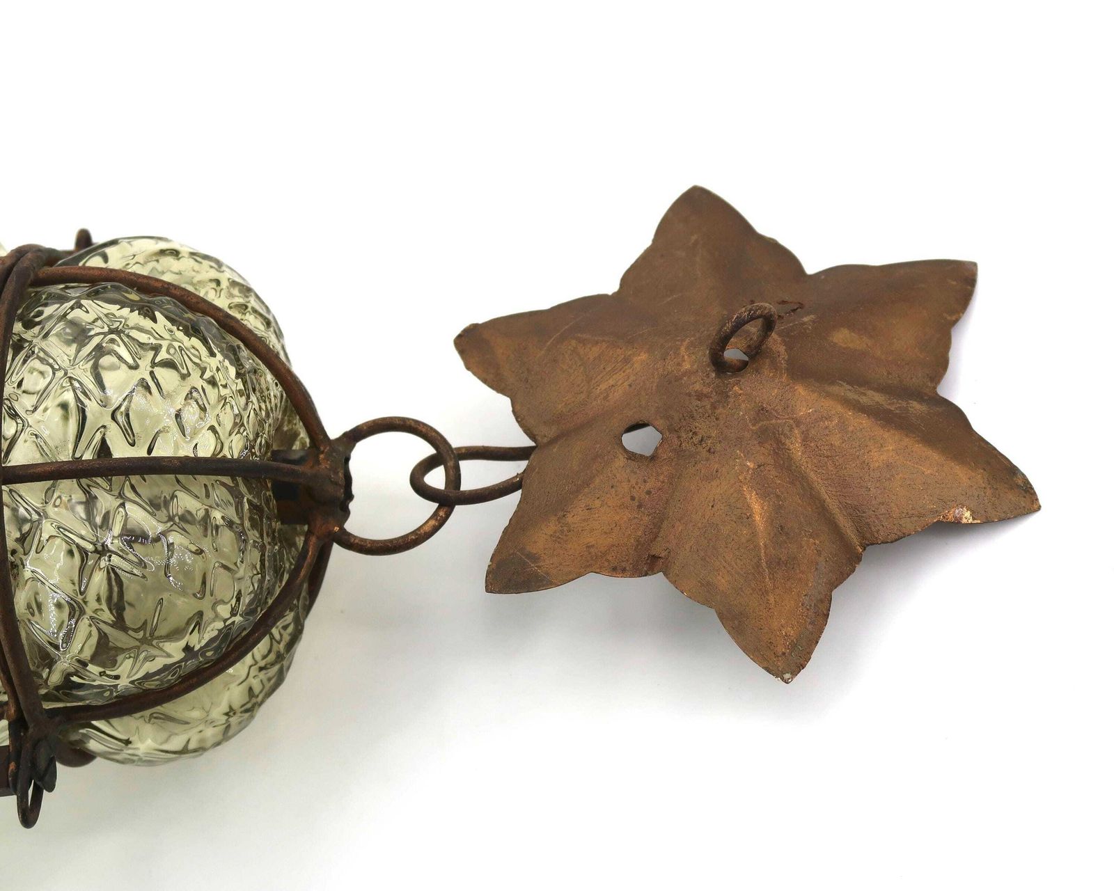 Venetiaanse Murano lantaarn plafondlamp, jaren 1970 / Italiaans interieur, kooi, hanglamp, Boho Chic, Bohemian, woondecoratie photo vintage