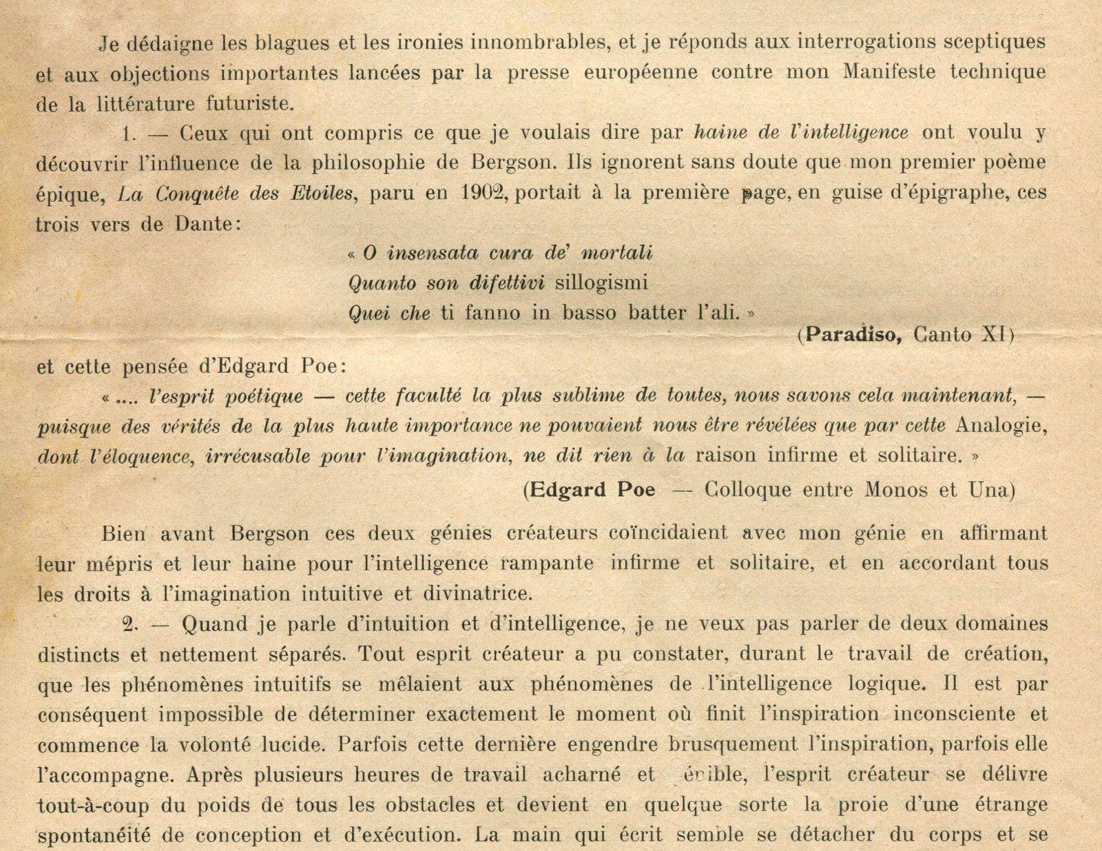 Supplément Au Manifeste Technique De La Littérature Futuriste Italy 1914 photo for sale