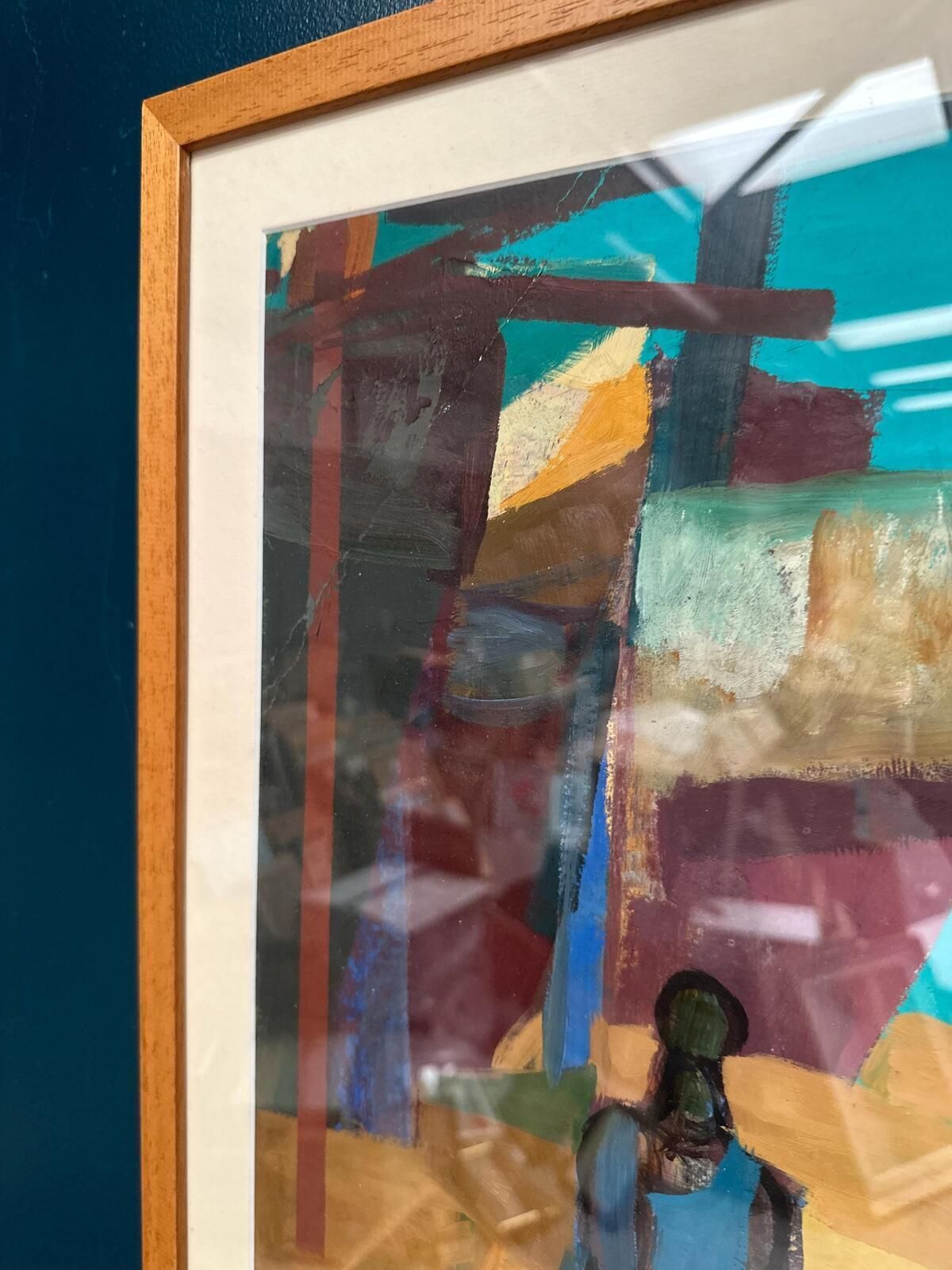 Original Swedish Oil On Cardboard – “Figures” – Signed – Vintage & Framed – 71 × 61 Cm (28" × 24") photo for sale