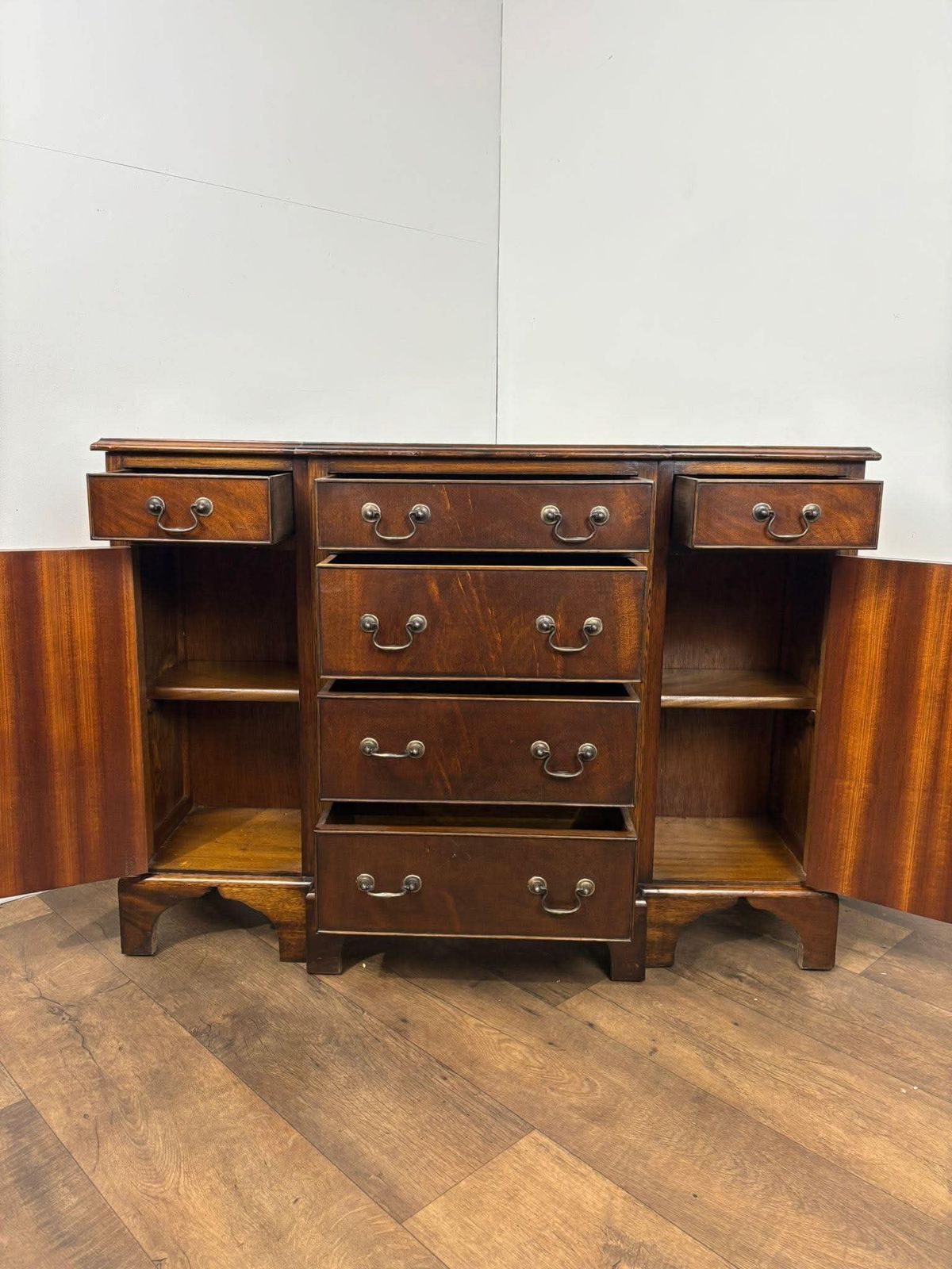Reproduction Mahogany Crossbanded Breakfront Sideboard photo for sale