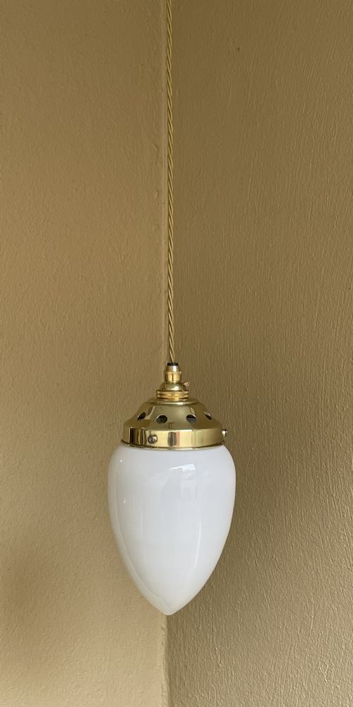Twentieth Century Art Deco Period Pear Shaped Opaline Ceiling Pendant