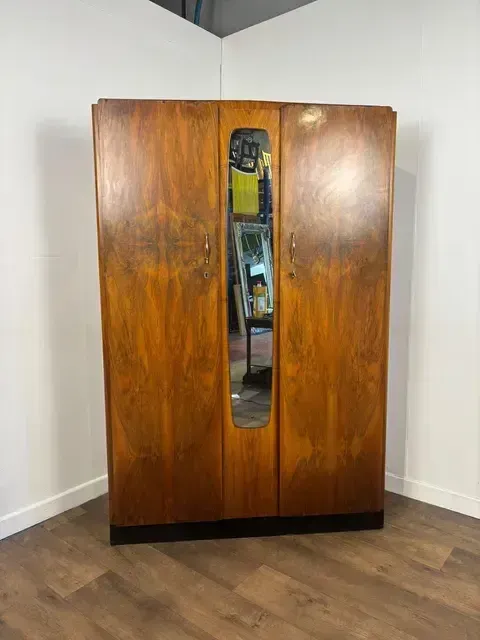1950's Vintage Walnut Veneered Wardrobe