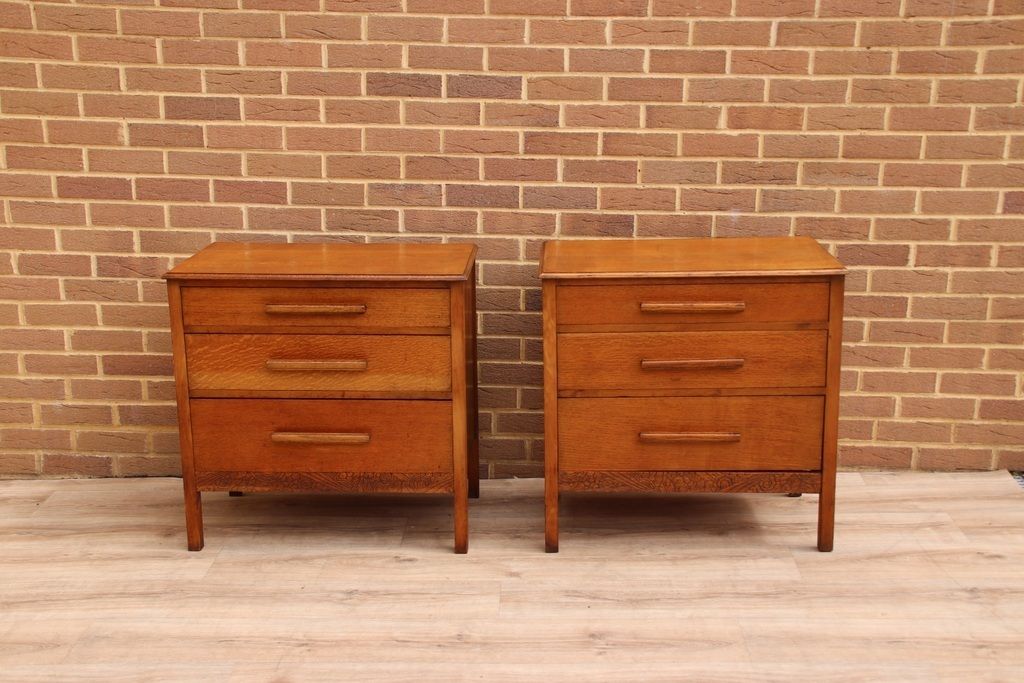 Pair Of Vintage Oak Bedside Chests photo furniture