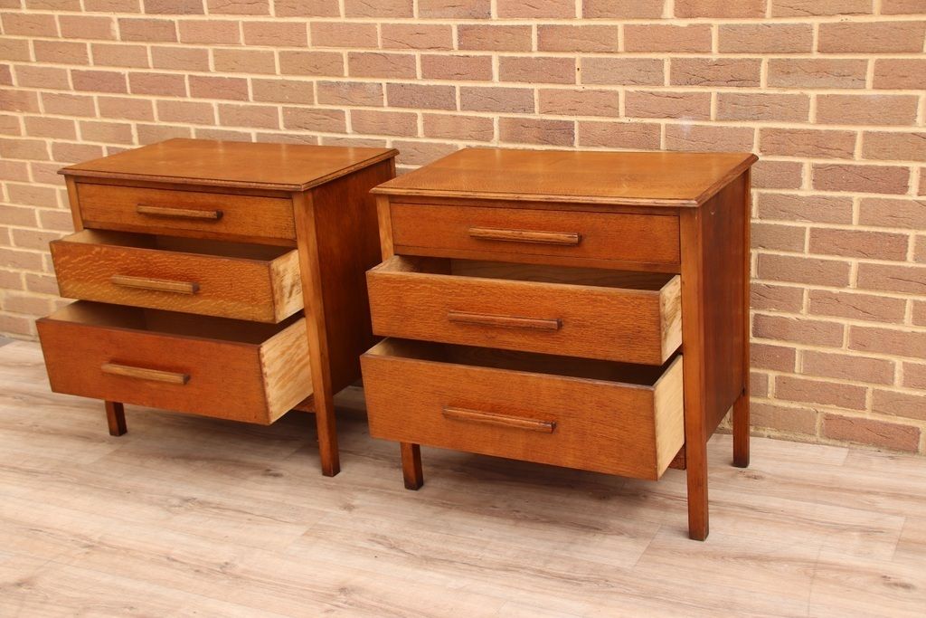 Pair Of Vintage Oak Bedside Chests photo vinterior