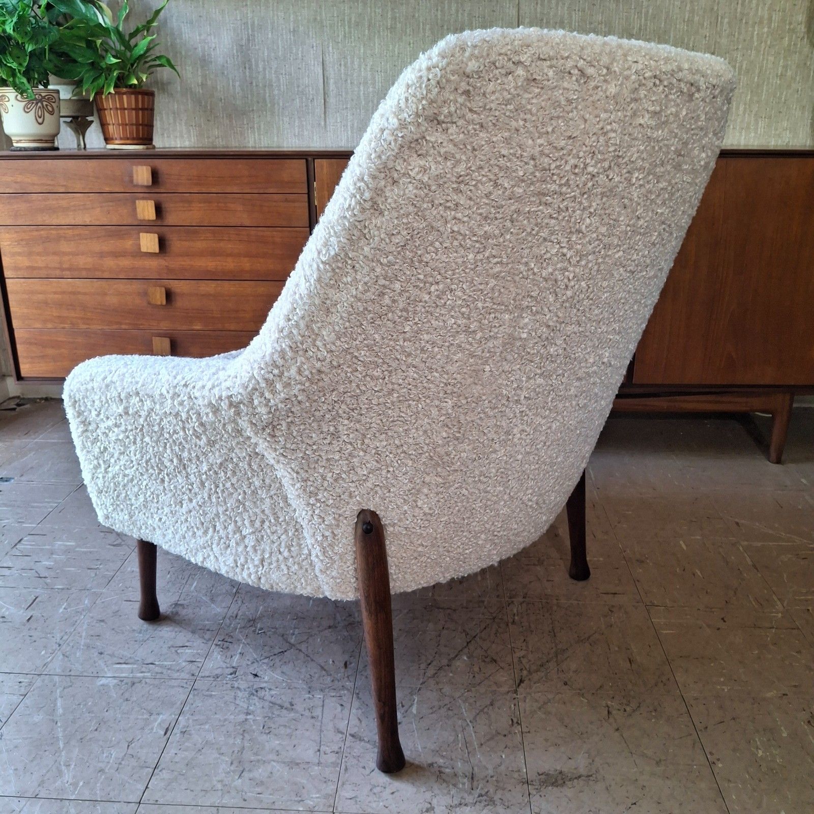 photo for sale Fab Vintage Mcm 1960s Guy Rogers Frisco Bay Armchair Blush & Cafe Au Lait Boucle