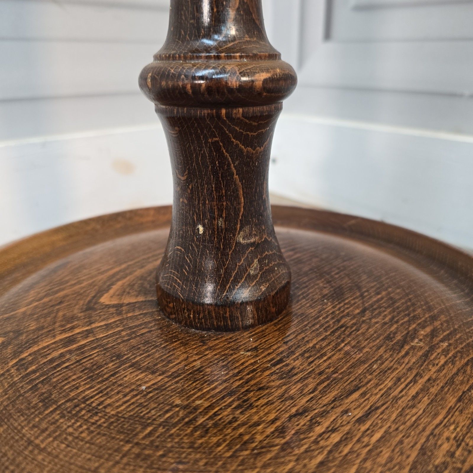 Vintage Oak Standard Lamp Turned Wooden Fluted Floor Light For Rewire Retro photo vinterior