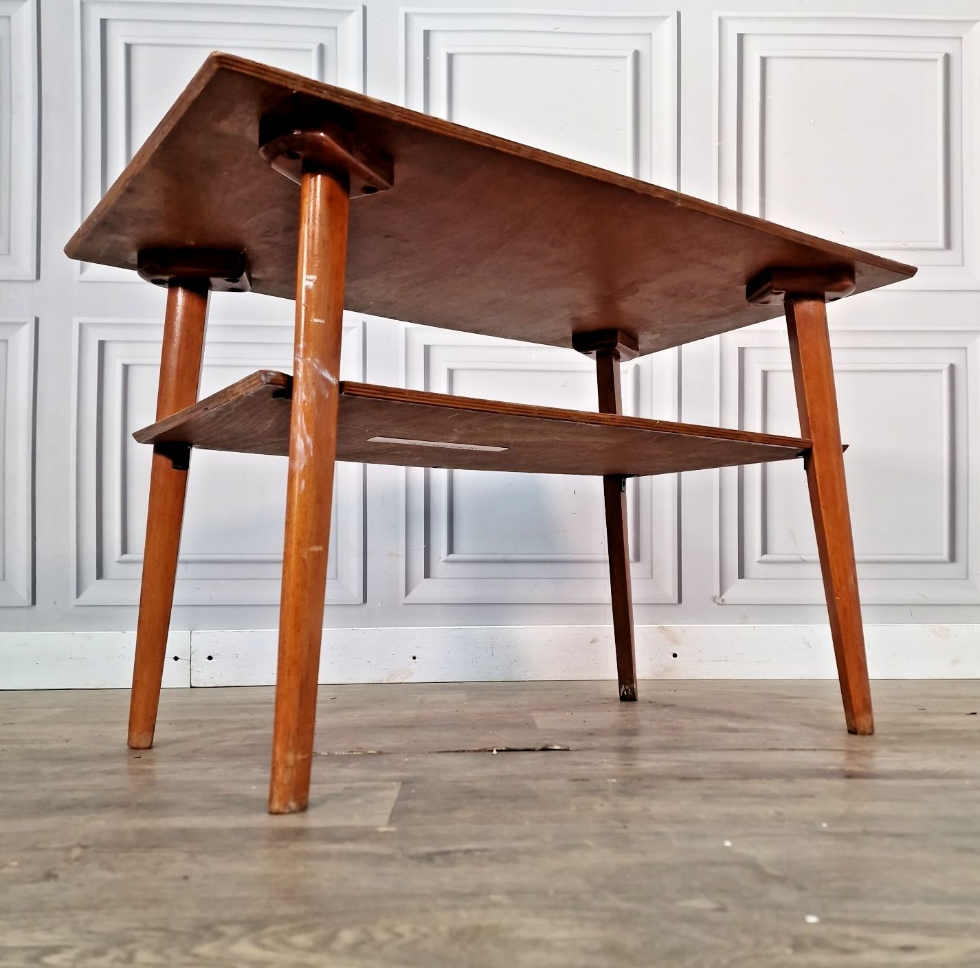 Vintage Teak Coffee Table Magazine Shelf Mid Century Retro Wooden Side Project