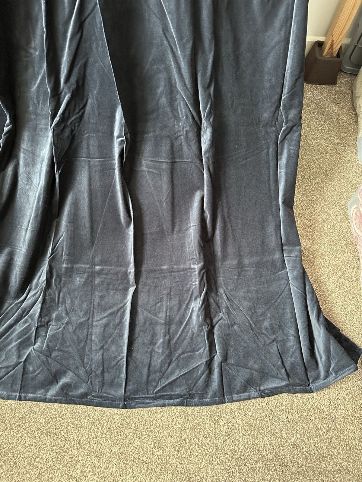 Classic Ikea Navy Midnight Blue Sanela Cotton Velvet Long Curtains 140 X 250cm photo for sale