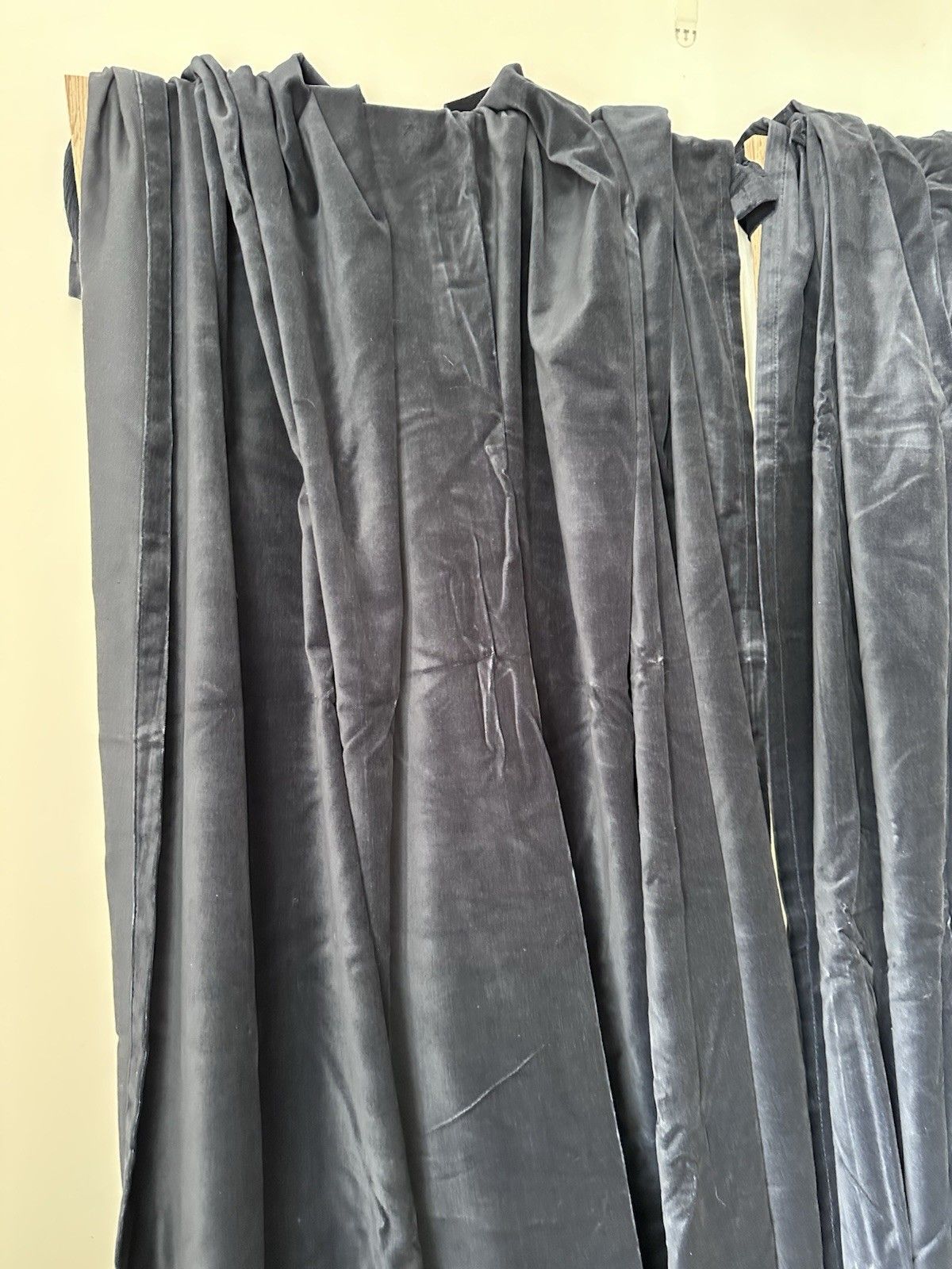 Classic Ikea Navy Midnight Blue Sanela Cotton Velvet Long Curtains 140 X 250cm photo vintage
