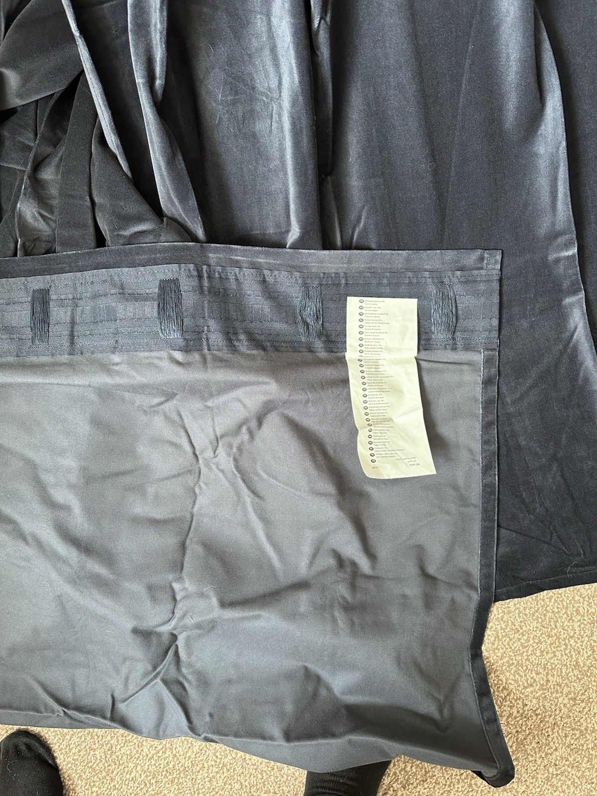 photo buy Classic Ikea Navy Midnight Blue Sanela Cotton Velvet Long Curtains 140 X 250cm