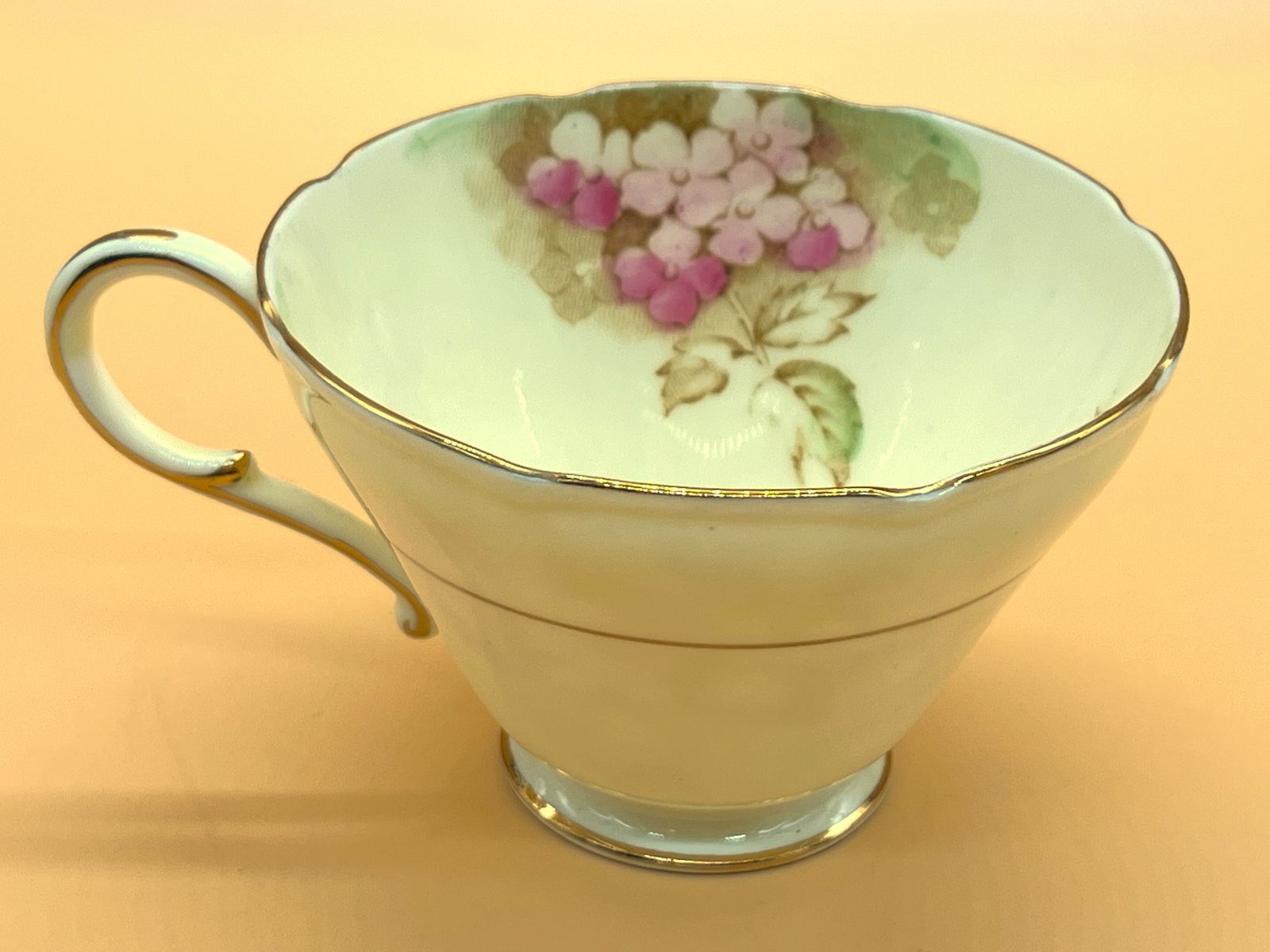 Paragon Double Warrant Queen Mary Pink Yellow Hydrangea Chintz Cabinet Cup & Saucer Duo. photo vintage