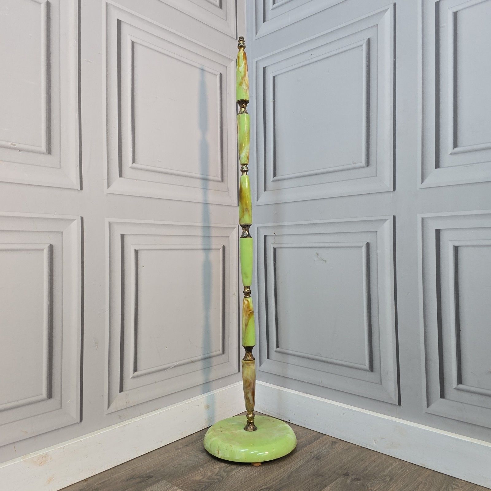 Vintage Standard Lamp Onyx Effect Resin Green Marble Effect Floor Light Rewire