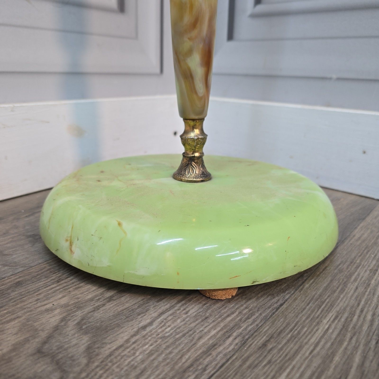 photo furniture Vintage Standard Lamp Onyx Effect Resin Green Marble Effect Floor Light Rewire