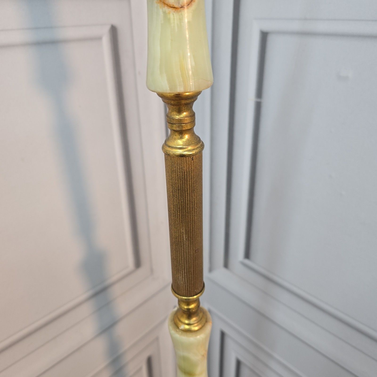 photo for sale Vintage Marble Standard Lamp Retro Brass Floor Room Light For Rewire